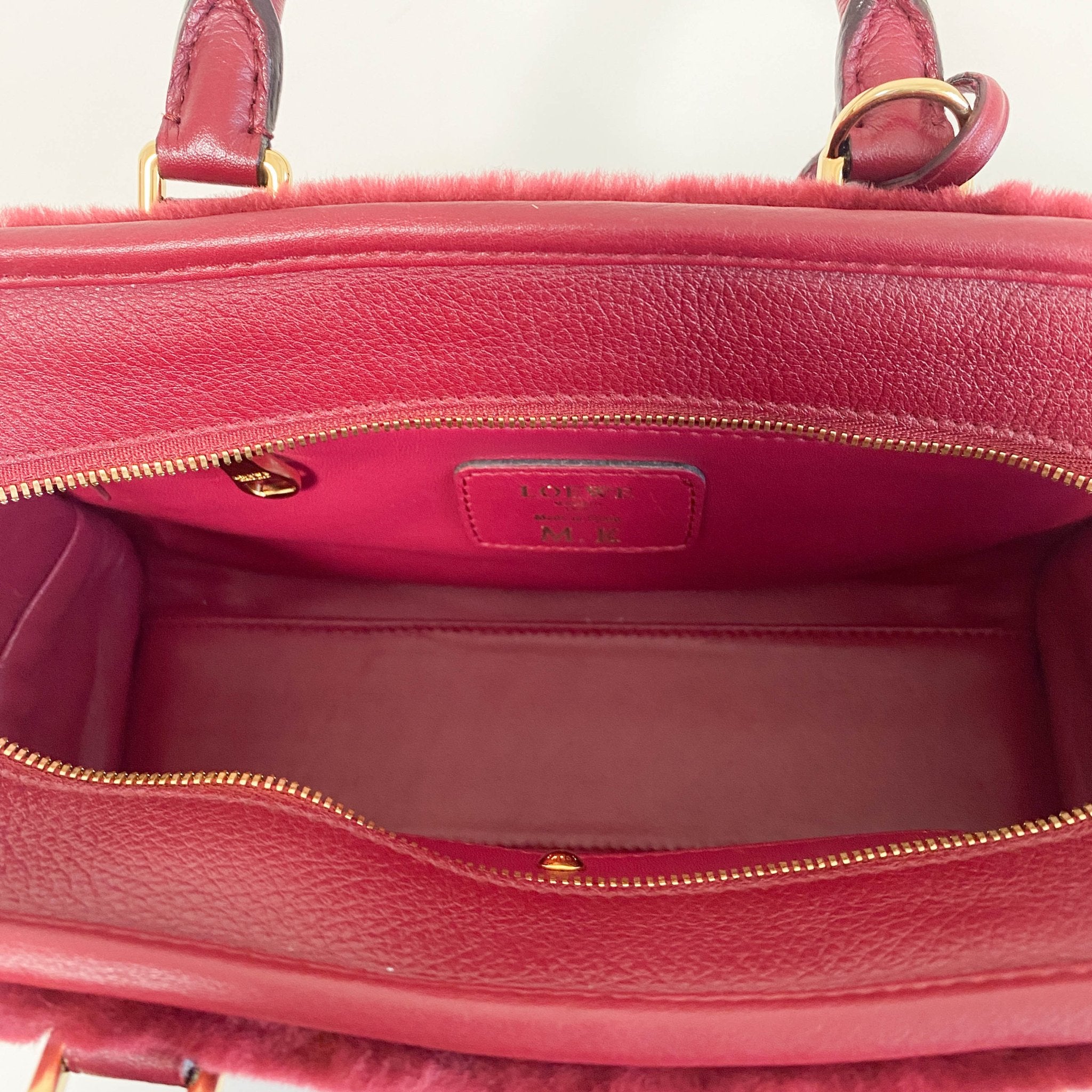 LOEWE Amazona 23 Wine Red Fur & Leather Handle Bag, in , Sold by HIVE PRELOVED - Handle Bags, Shoulder Bags,