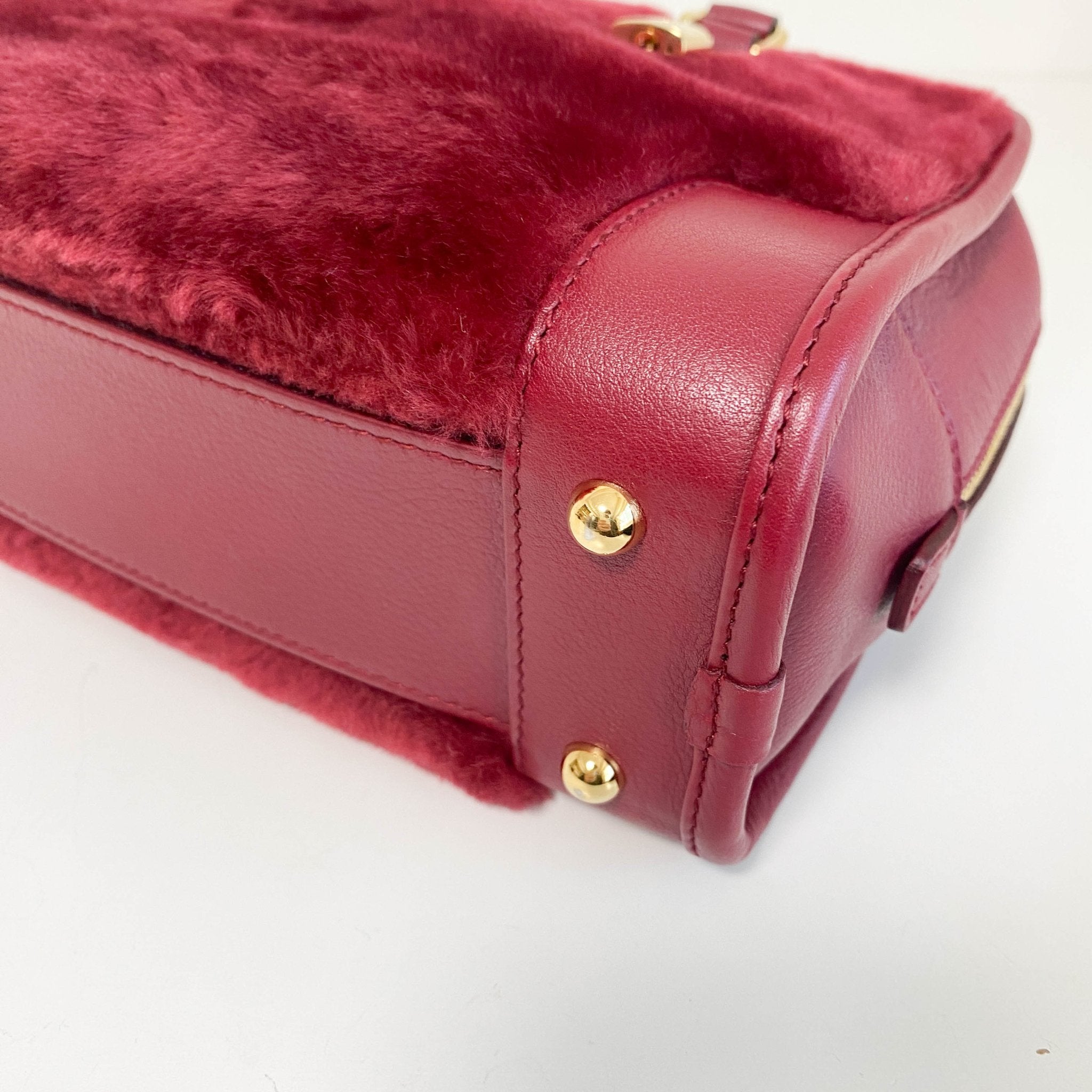 LOEWE Amazona 23 Wine Red Fur & Leather Handle Bag, in , Sold by HIVE PRELOVED - Handle Bags, Shoulder Bags,