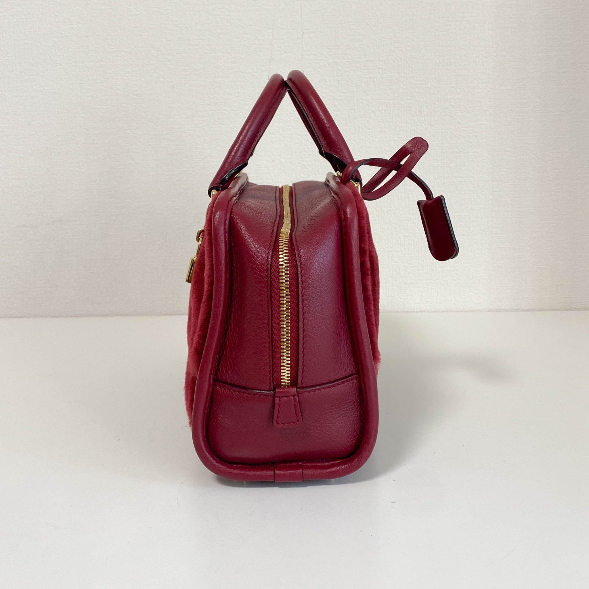 LOEWE Amazona 23 Wine Red Fur & Leather Handle Bag, in , Sold by HIVE PRELOVED - Handle Bags, Shoulder Bags,