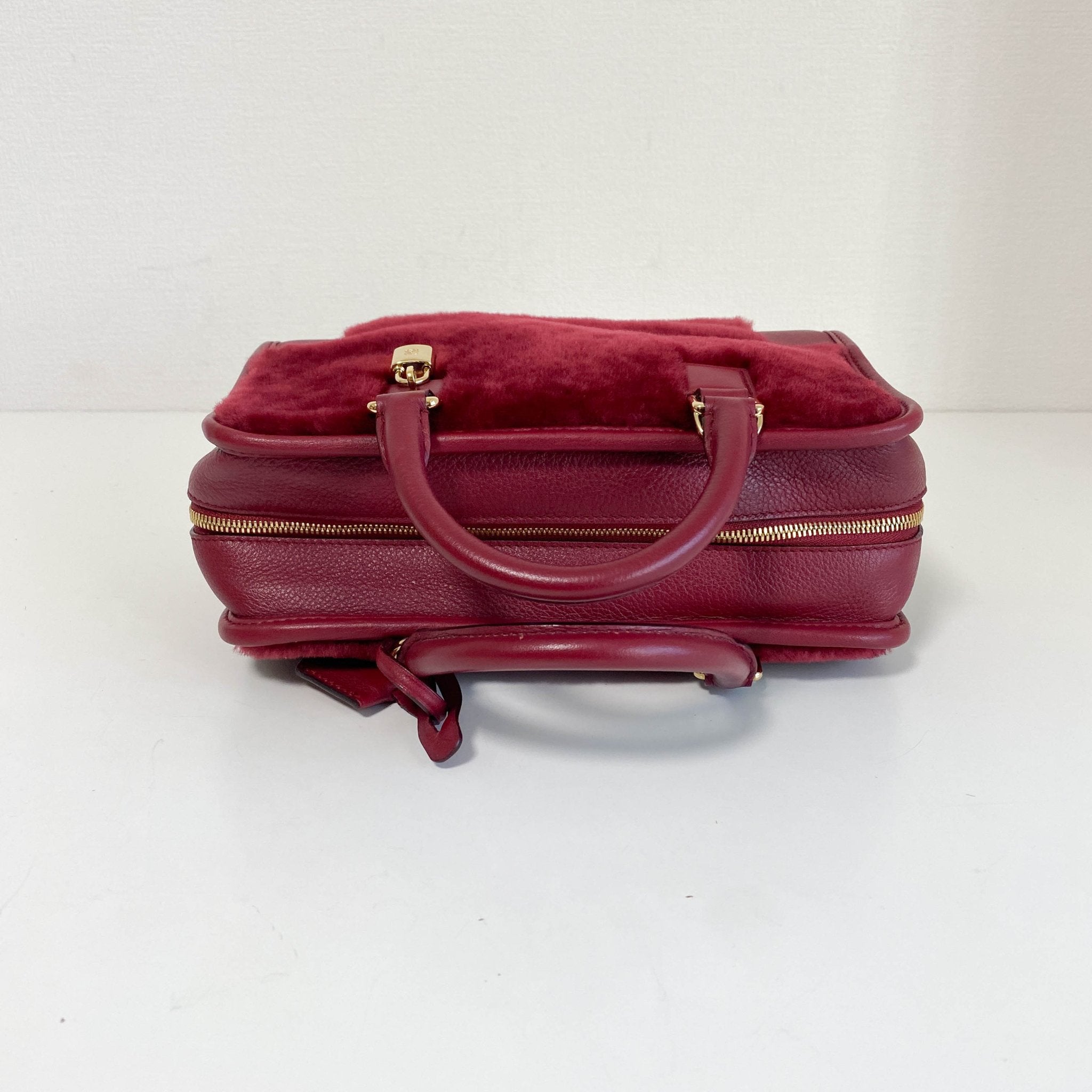 LOEWE Amazona 23 Wine Red Fur & Leather Handle Bag, in , Sold by HIVE PRELOVED - Handle Bags, Shoulder Bags,