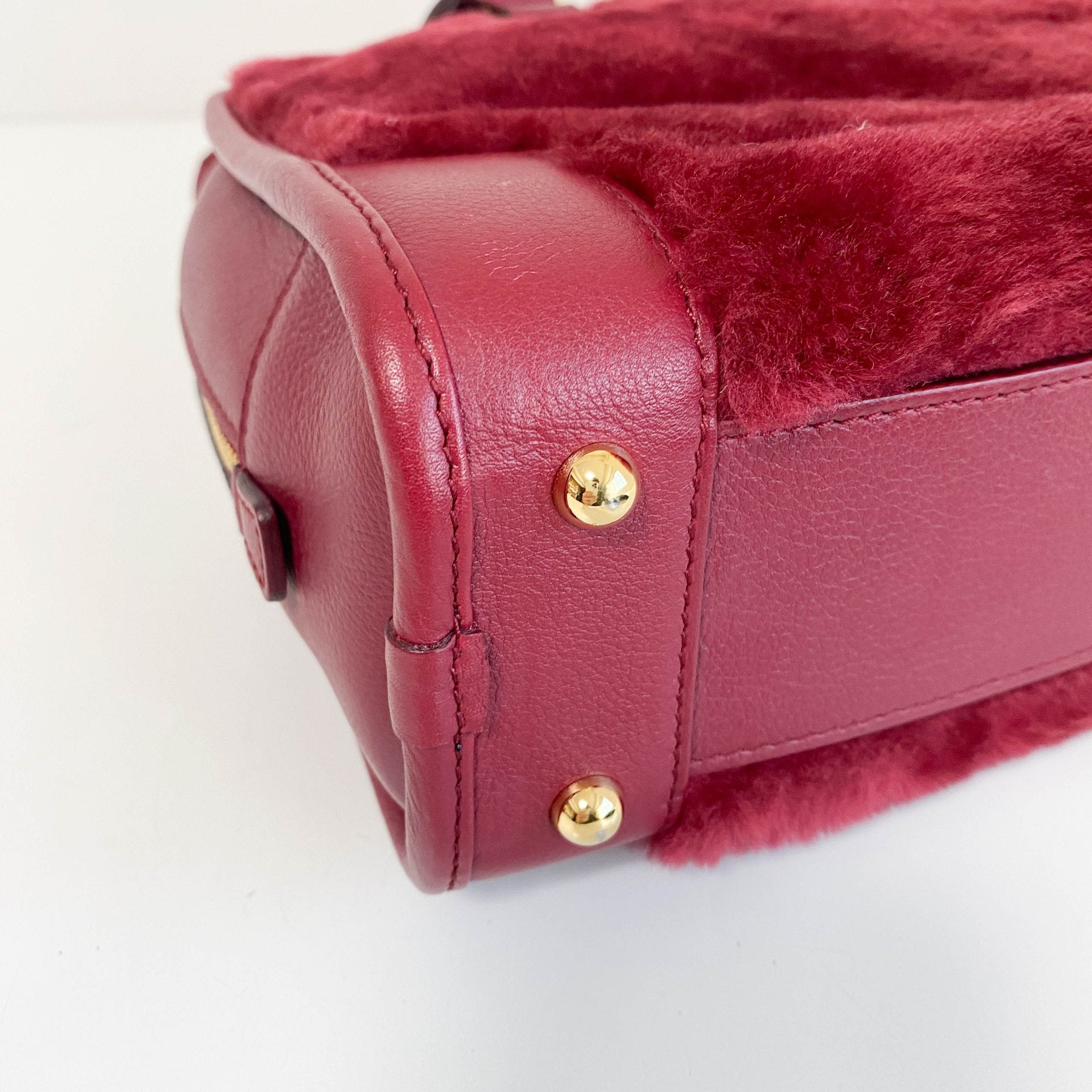 LOEWE Amazona 23 Wine Red Fur & Leather Handle Bag, in , Sold by HIVE PRELOVED - Handle Bags, Shoulder Bags,