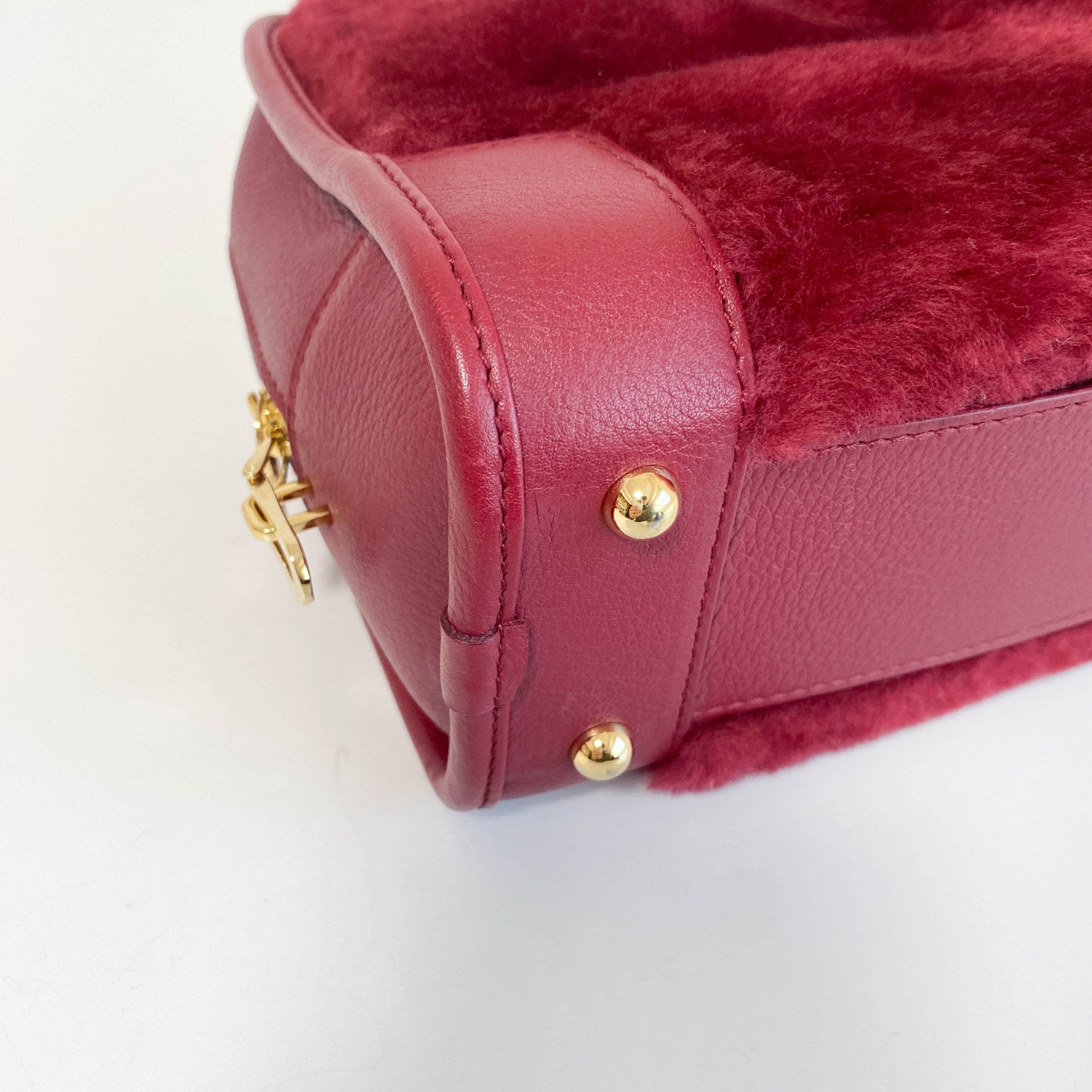 LOEWE Amazona 23 Wine Red Fur & Leather Handle Bag, in , Sold by HIVE PRELOVED - Handle Bags, Shoulder Bags,
