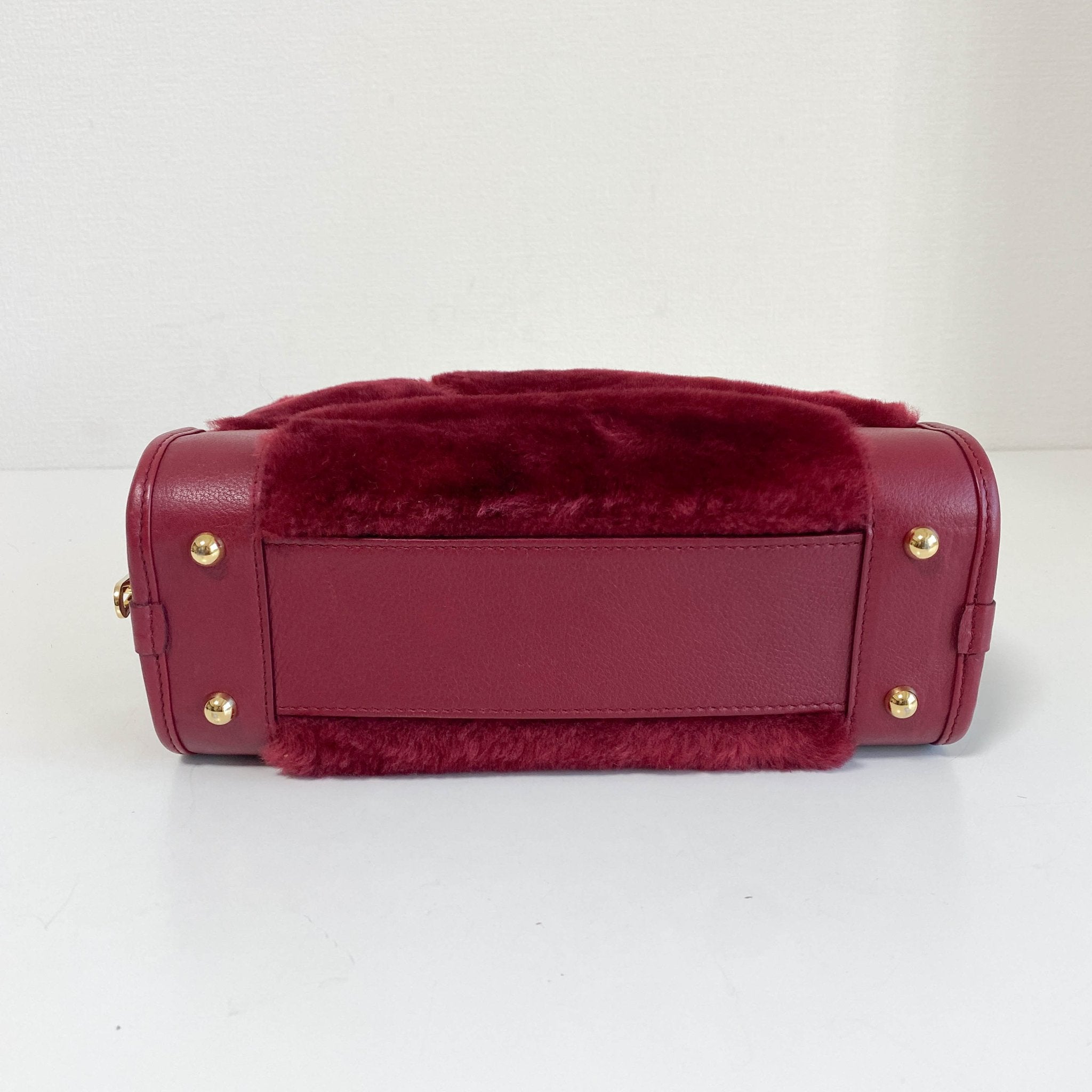 LOEWE Amazona 23 Wine Red Fur & Leather Handle Bag, in , Sold by HIVE PRELOVED - Handle Bags, Shoulder Bags,