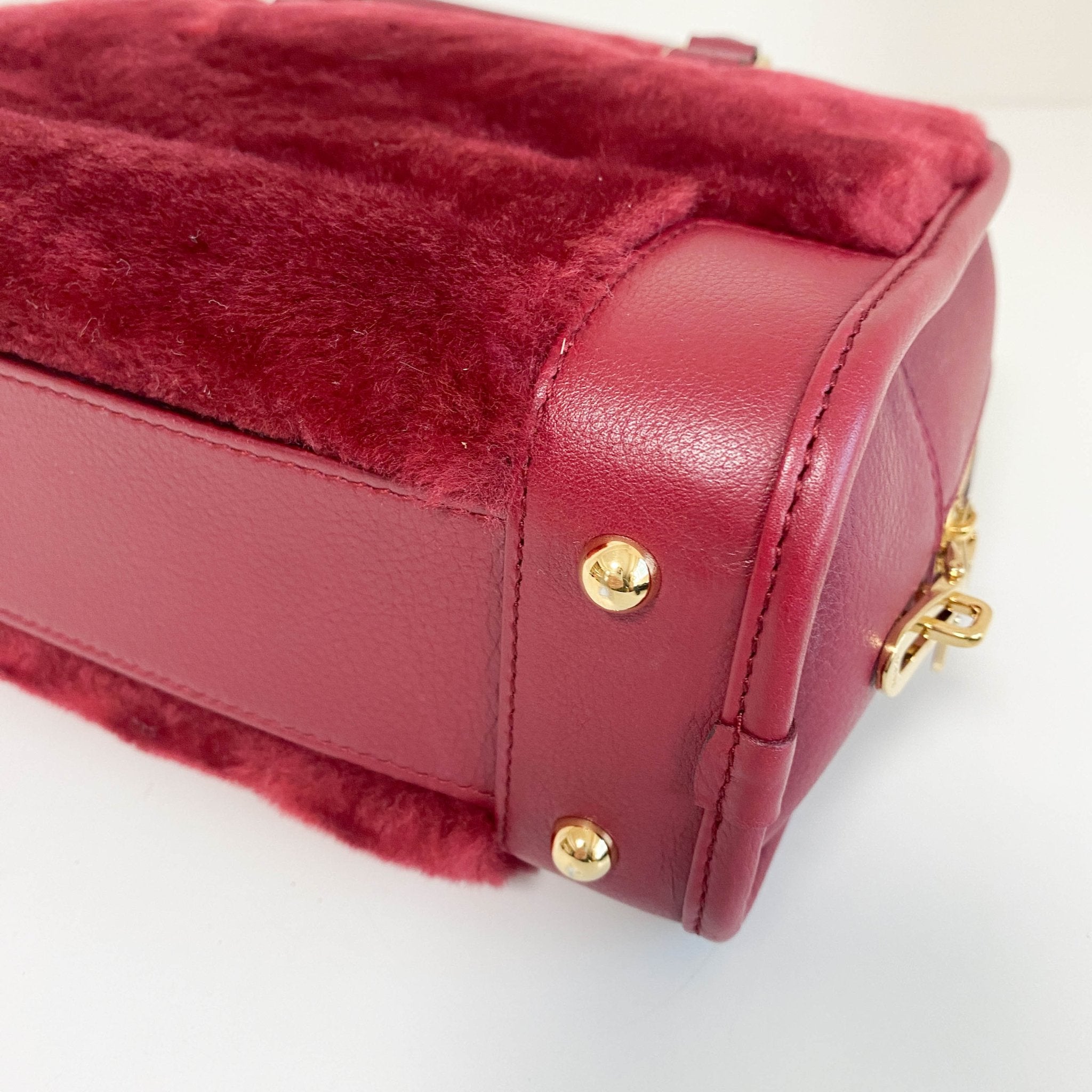 LOEWE Amazona 23 Wine Red Fur & Leather Handle Bag, in , Sold by HIVE PRELOVED - Handle Bags, Shoulder Bags,
