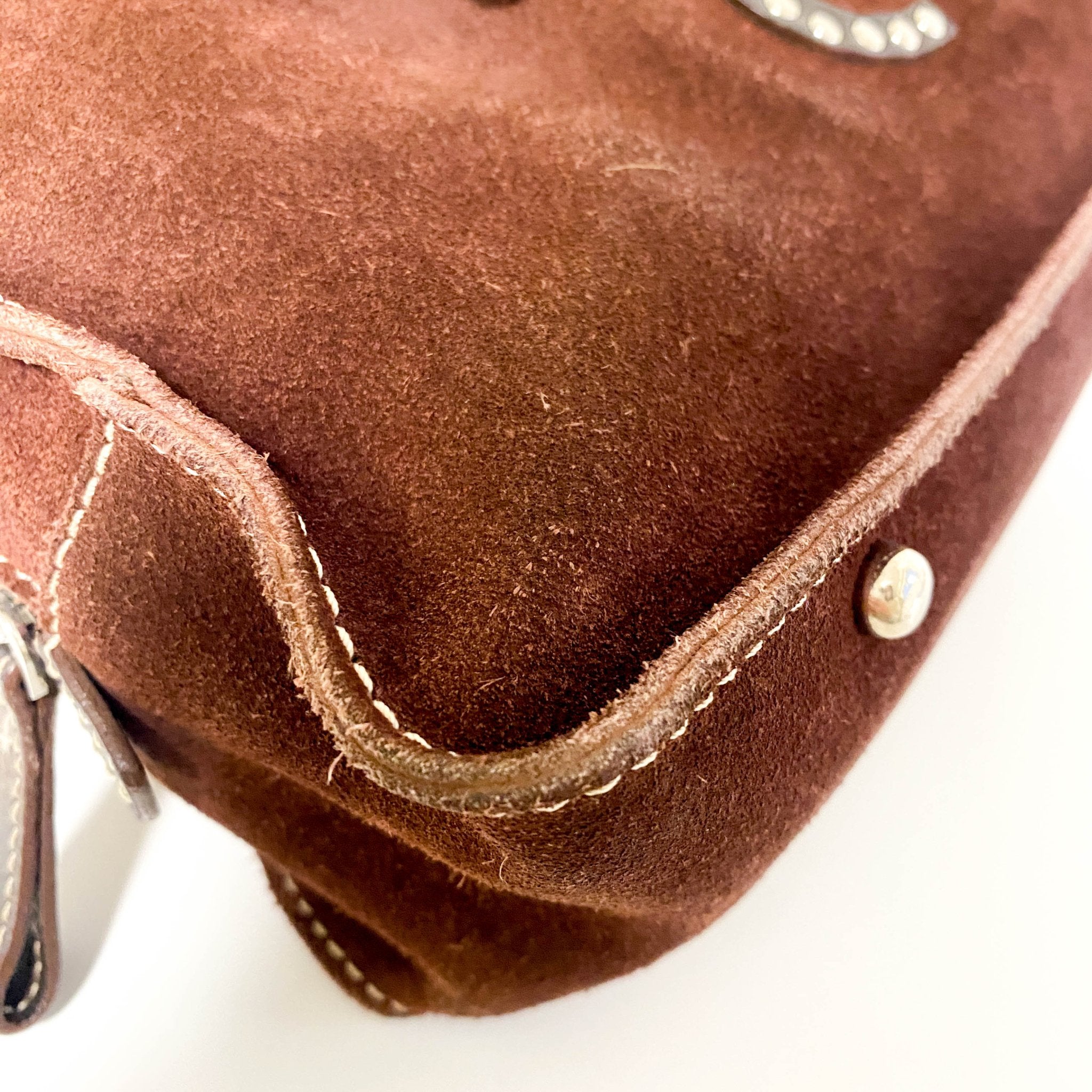 LOEWE Amazona 28 Brown Suede Studded Handbag, in , Sold by HIVE PRELOVED - Handle Bags, ,