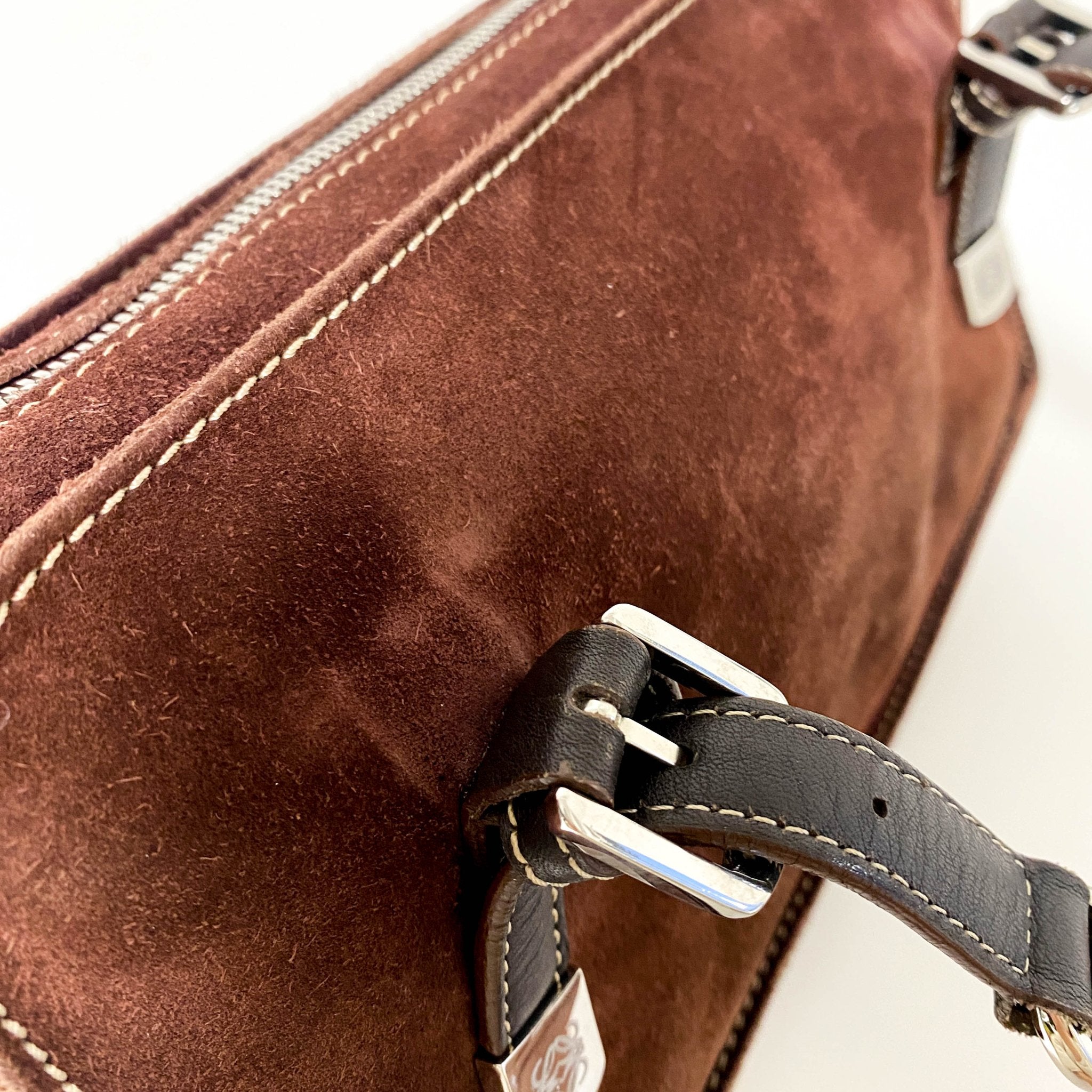 LOEWE Amazona 28 Brown Suede Studded Handbag, in , Sold by HIVE PRELOVED - Handle Bags, ,