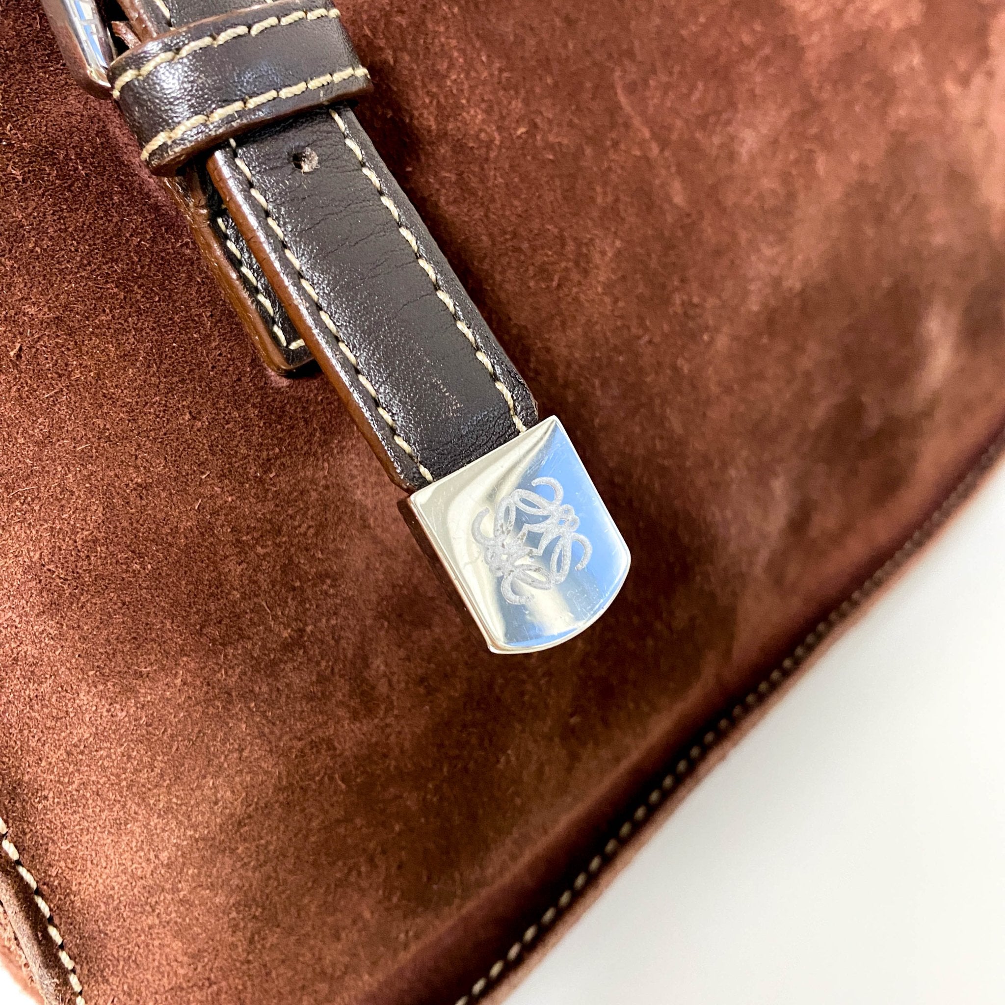 LOEWE Amazona 28 Brown Suede Studded Handbag, in , Sold by HIVE PRELOVED - Handle Bags, ,