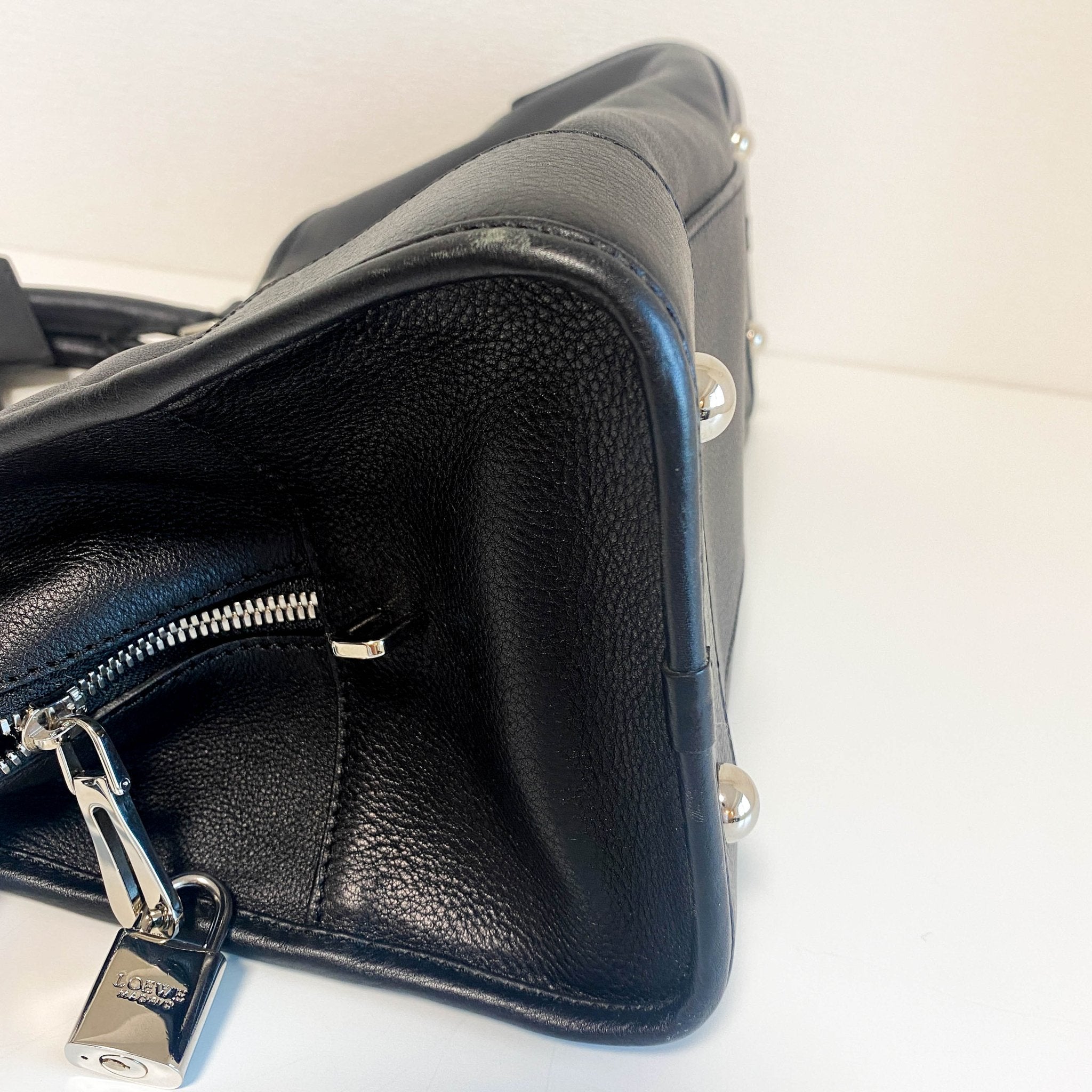 LOEWE Amazona 36 Black Calf Leather Top Handle Bag, in , Sold by HIVE PRELOVED - Handle Bags, ,