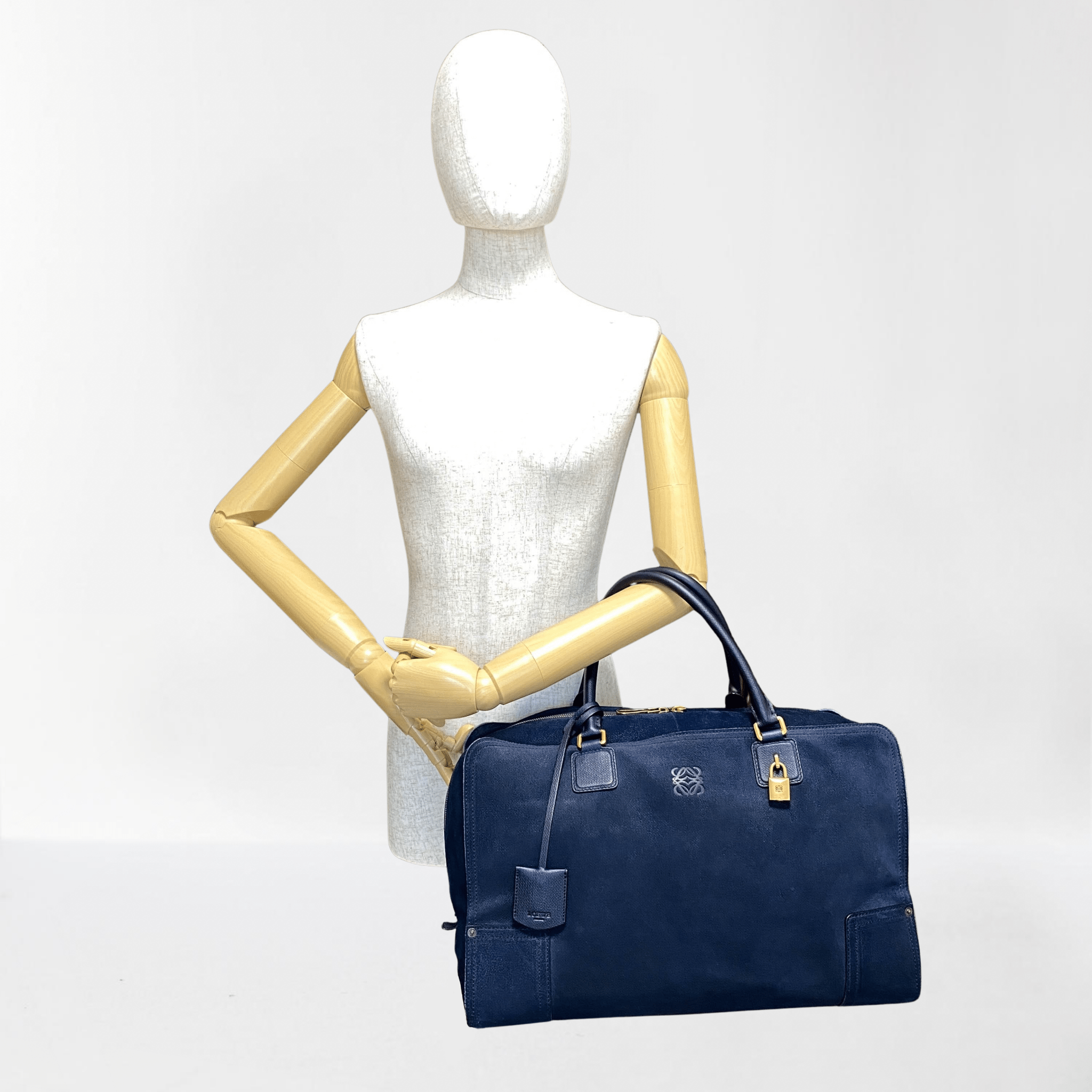 LOEWE Amazona 45 Navy Suede Shoulder Bag, in , Sold by HIVE PRELOVED - Shoulder Bags, ,