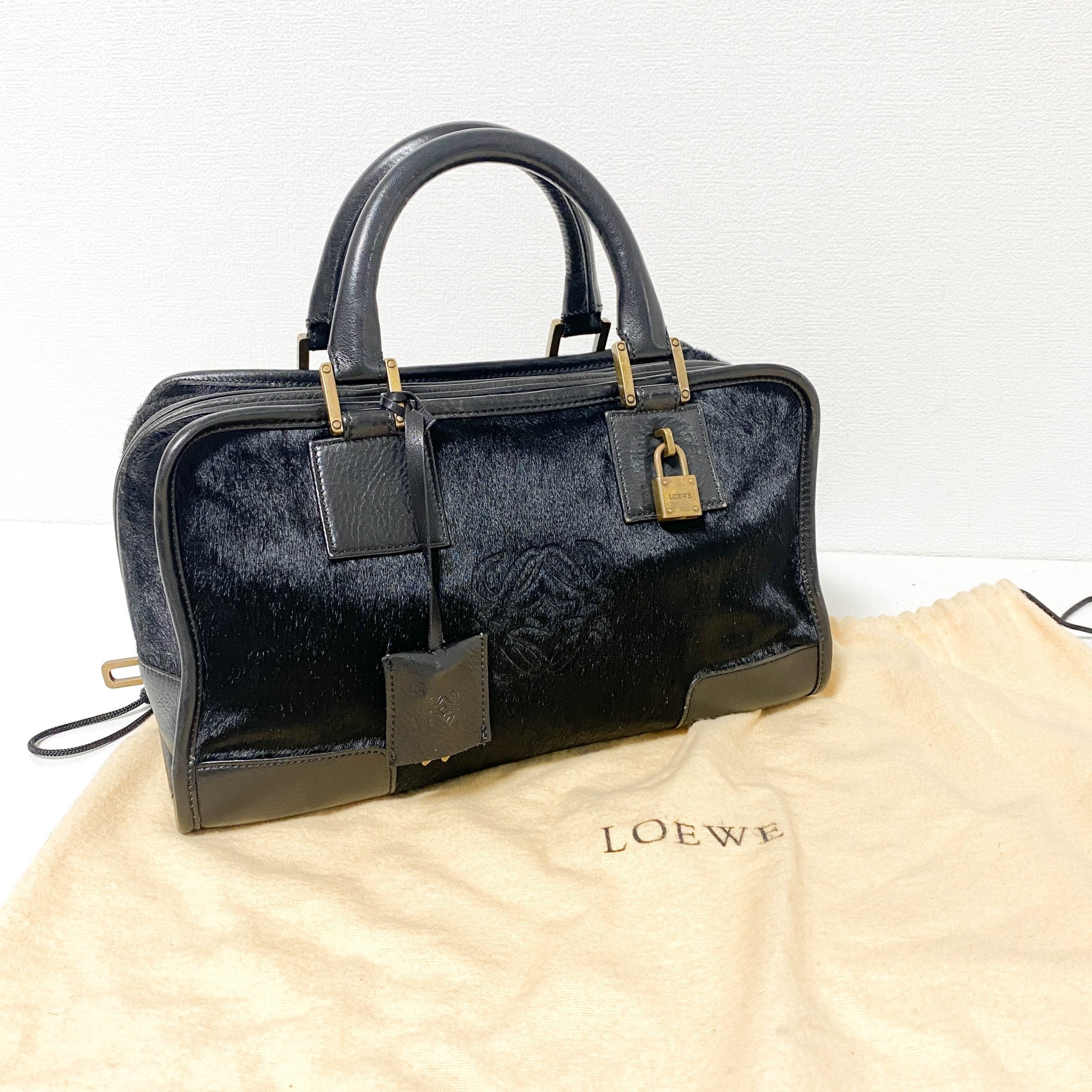 LOEWE Amazona28 Black Pony Hair Handbag, in , Sold by HIVE PRELOVED - Handle Bags, ,