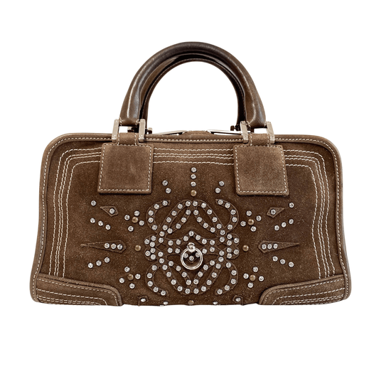 LOEWE Amazona28 Suede Rhinestones Limited Edition Brown, in , Sold by HIVE PRELOVED - Handle Bags, ,
