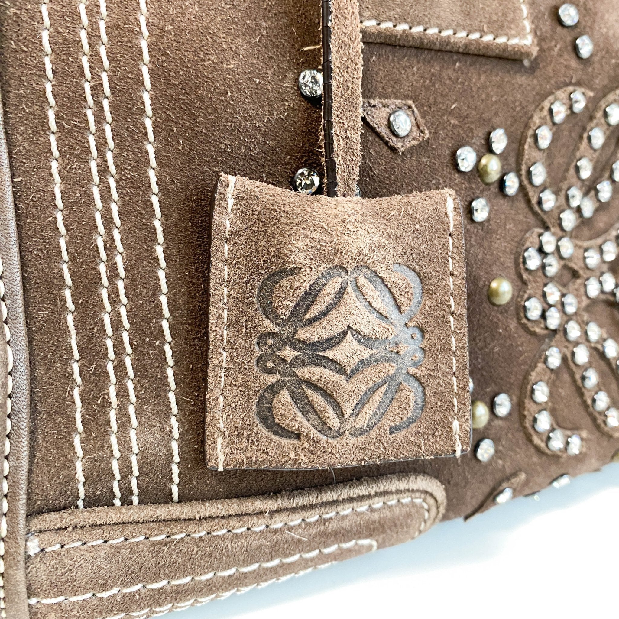 LOEWE Amazona28 Suede Rhinestones Limited Edition Brown, in , Sold by HIVE PRELOVED - Handle Bags, ,