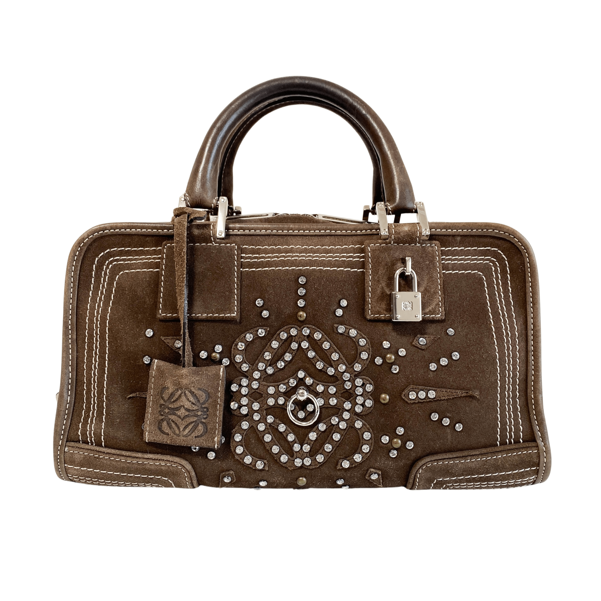 LOEWE Amazona28 Suede Rhinestones Limited Edition Brown, in , Sold by HIVE PRELOVED - Handle Bags, ,