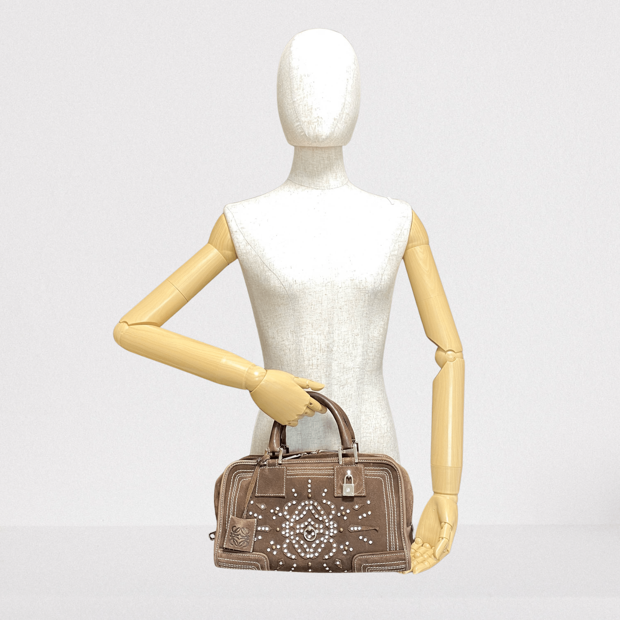 LOEWE Amazona28 Suede Rhinestones Limited Edition Brown, in , Sold by HIVE PRELOVED - Handle Bags, ,