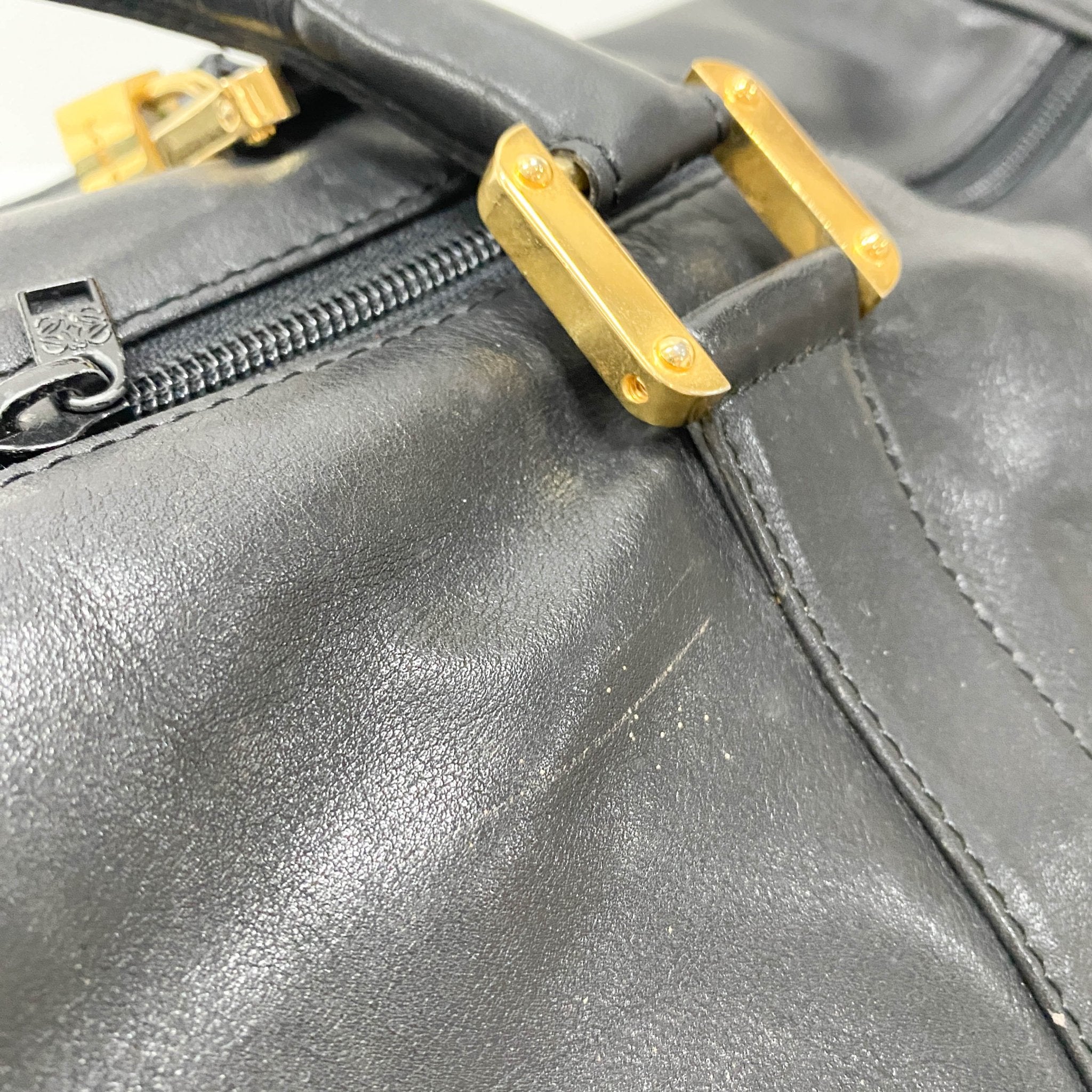 LOEWE Anagram Black Leather Boston Travel Bag, in , Sold by HIVE PRELOVED - Travel bags, ,