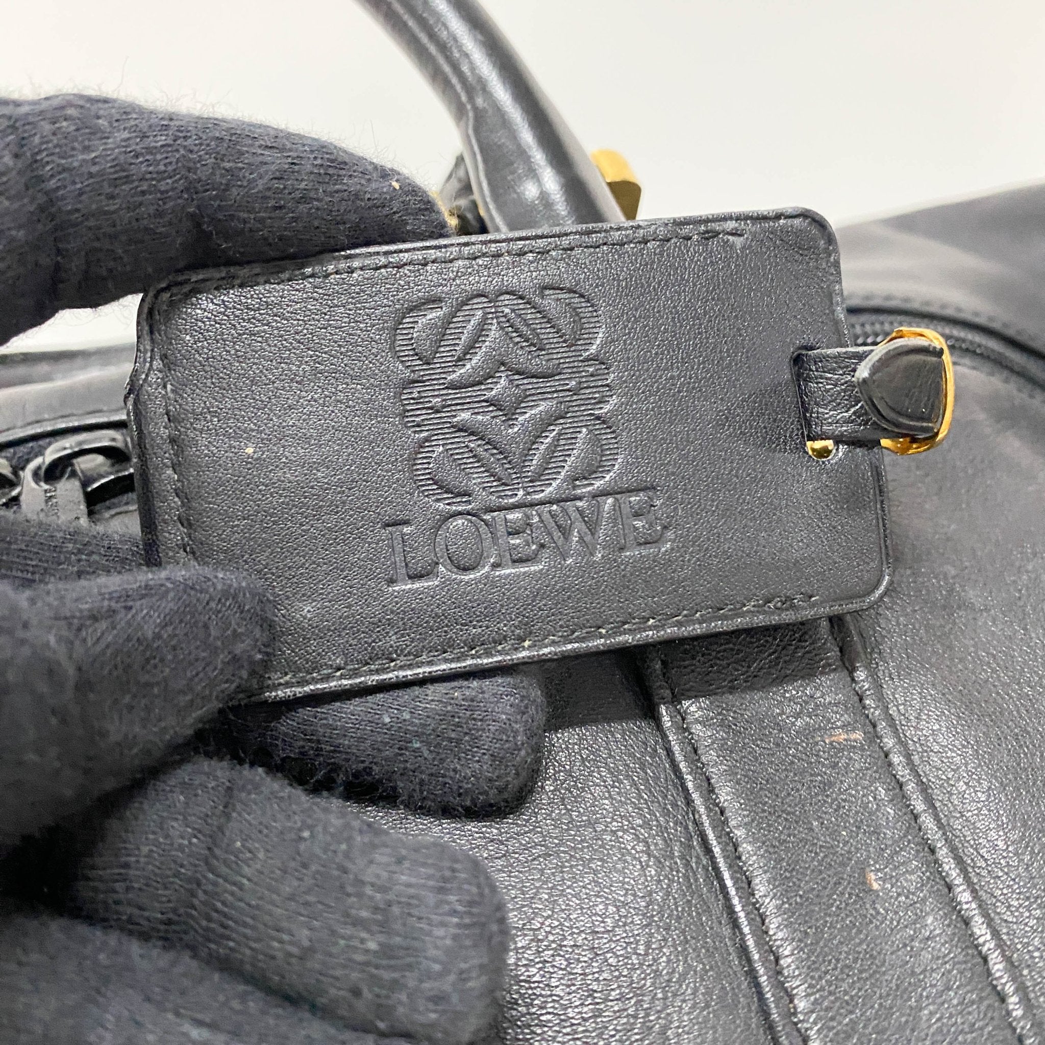 LOEWE Anagram Black Leather Boston Travel Bag, in , Sold by HIVE PRELOVED - Travel bags, ,
