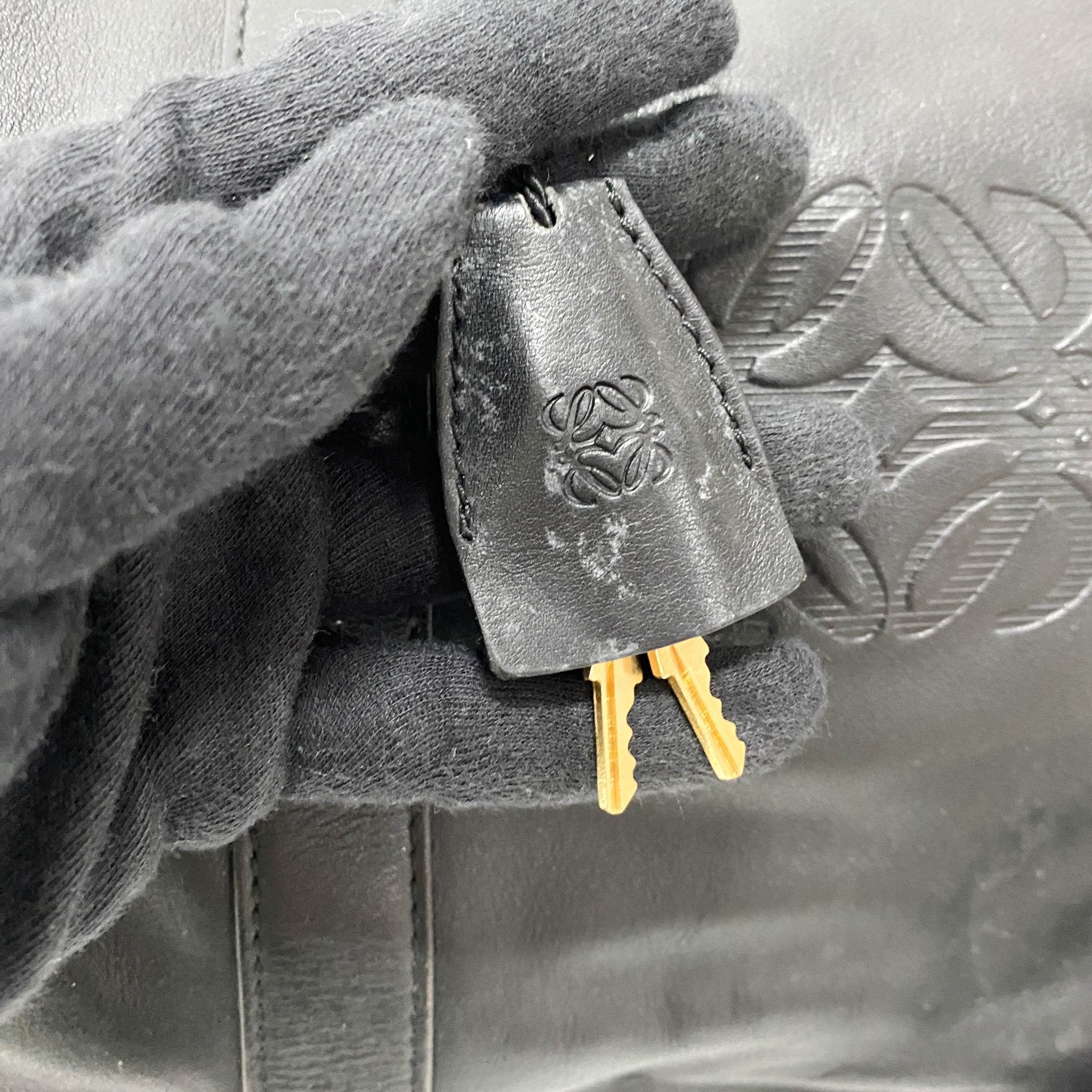 LOEWE Anagram Black Leather Boston Travel Bag, in , Sold by HIVE PRELOVED - Travel bags, ,