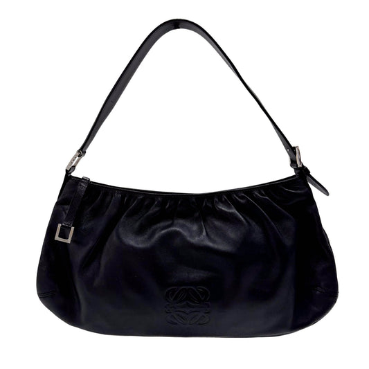 LOEWE Anagram Logo Black Lambskin Leather Shoulder Bag, in , Sold by HIVE PRELOVED - Shoulder Bags, ,