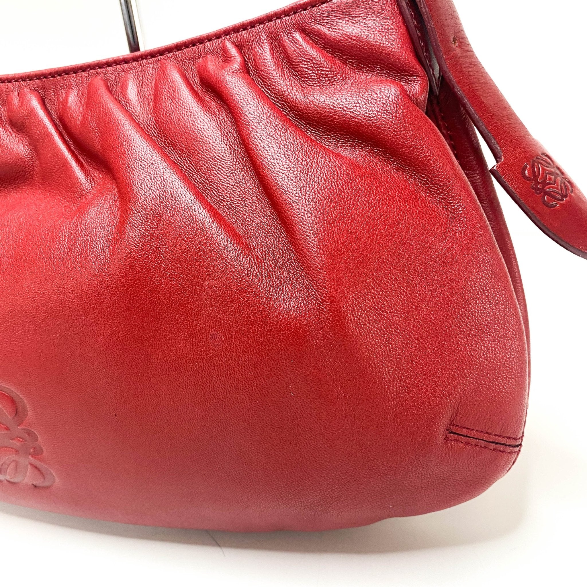 LOEWE Anagram Logo Red Lambskin Leather Shoulder Bag, in , Sold by HIVE PRELOVED - Shoulder Bags, ,