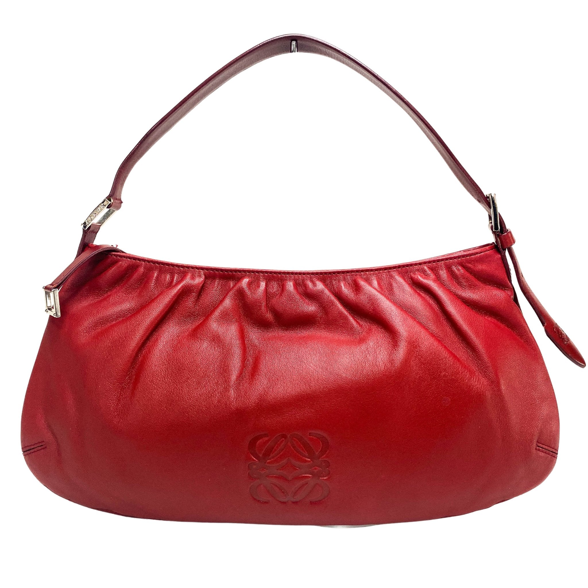 LOEWE Anagram Logo Red Lambskin Leather Shoulder Bag, in , Sold by HIVE PRELOVED - Shoulder Bags, ,