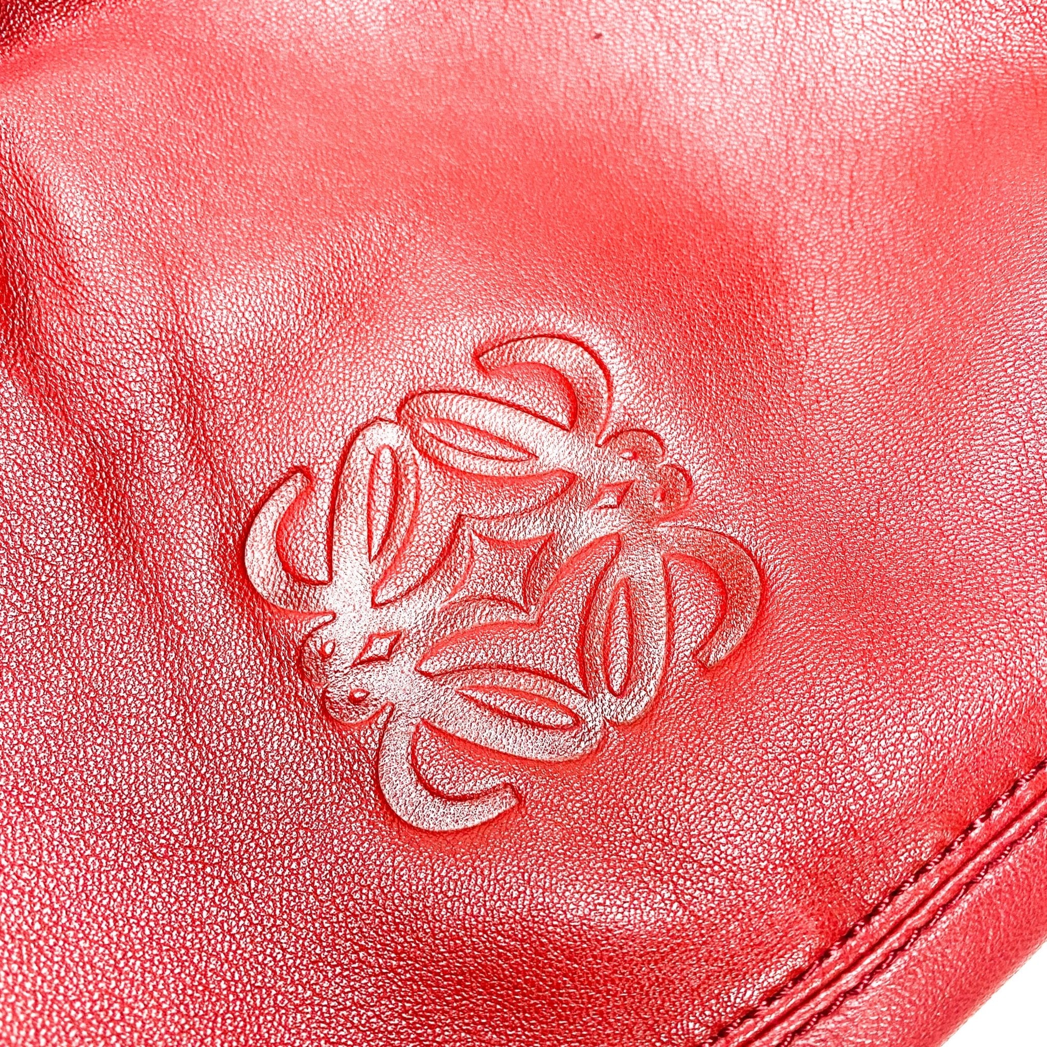 LOEWE Anagram Logo Red Lambskin Leather Shoulder Bag, in , Sold by HIVE PRELOVED - Shoulder Bags, ,