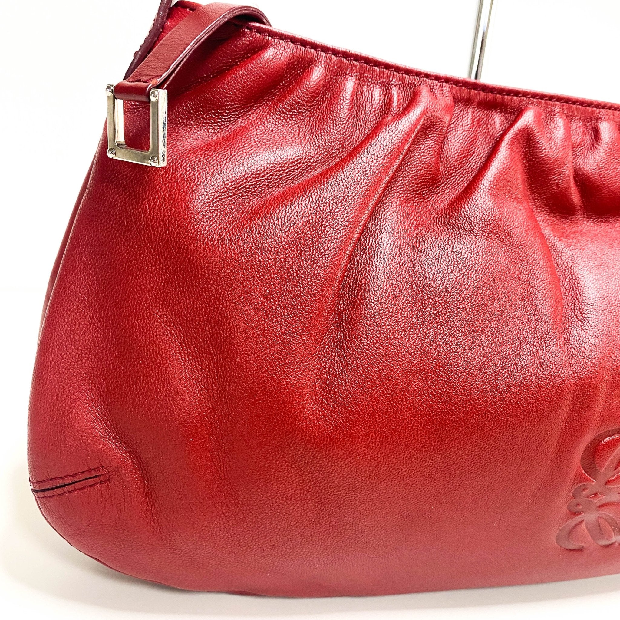 LOEWE Anagram Logo Red Lambskin Leather Shoulder Bag, in , Sold by HIVE PRELOVED - Shoulder Bags, ,