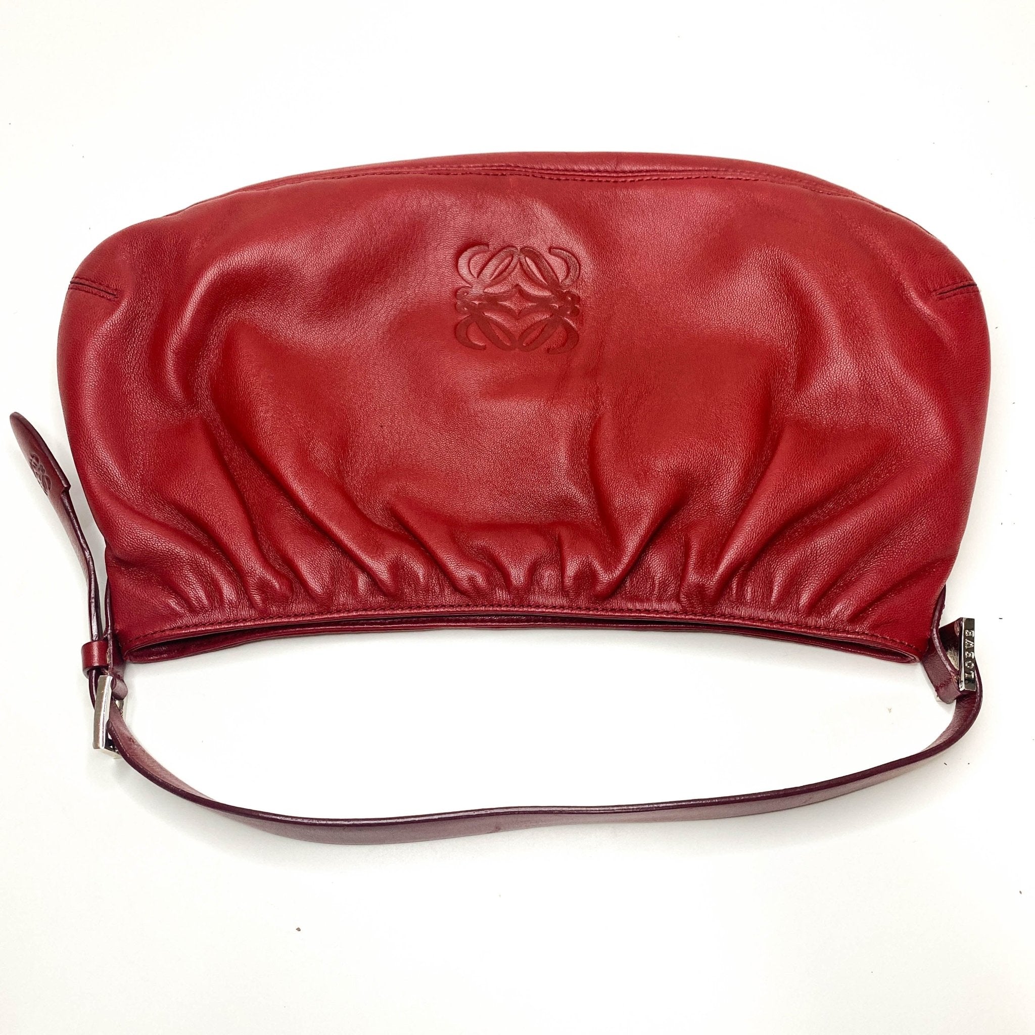 LOEWE Anagram Logo Red Lambskin Leather Shoulder Bag, in , Sold by HIVE PRELOVED - Shoulder Bags, ,