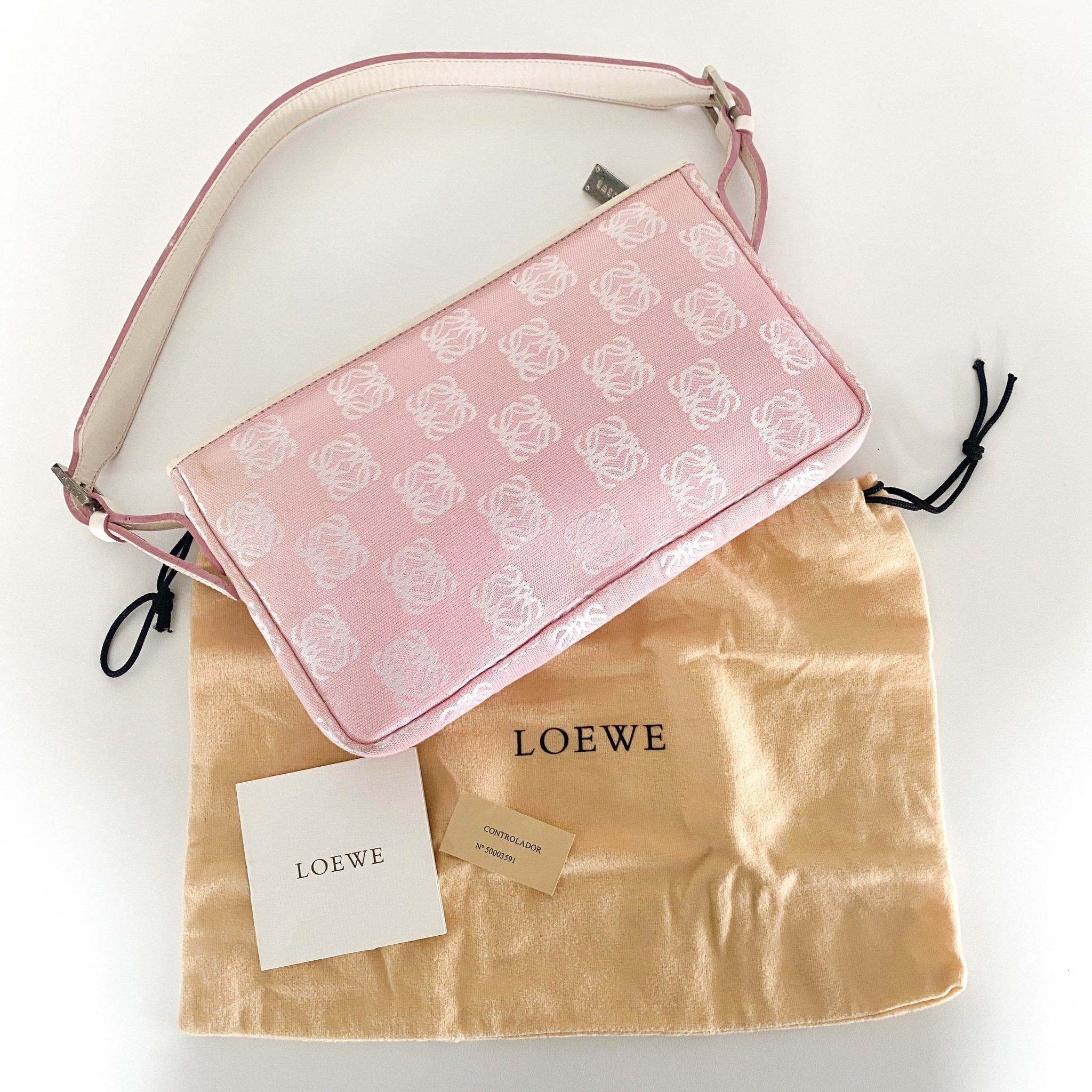 LOEWE Anagram Pink Canvas Leather Shoulder Bag, in , Sold by HIVE PRELOVED - Shoulder Bags, ,
