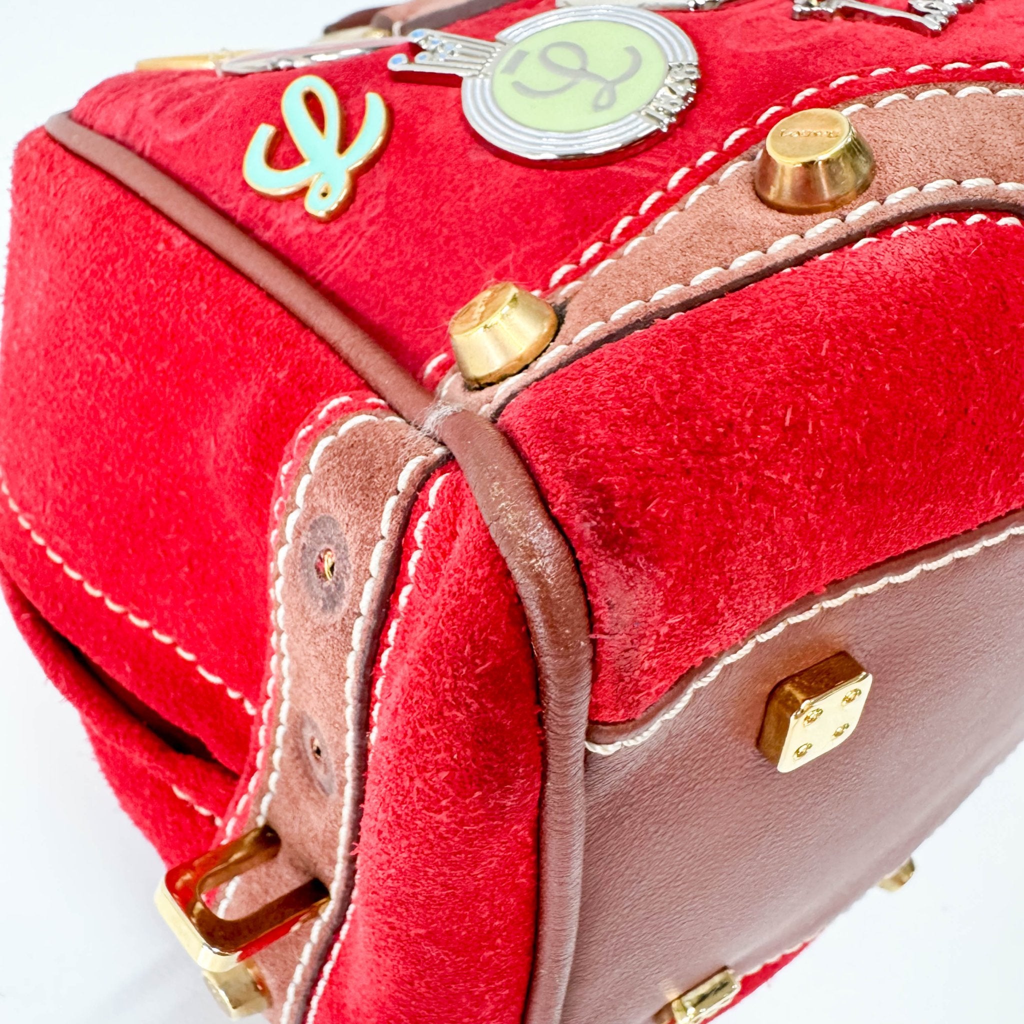 LOEWE Anagram Red Suede with Loewe Badges Handle Bag, in , Sold by HIVE PRELOVED - Handle Bags, ,