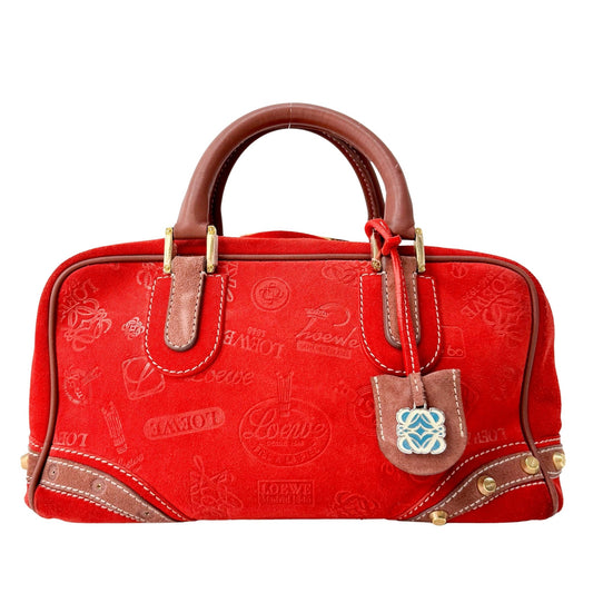 LOEWE Anagram Red Suede with Loewe Badges Handle Bag, in , Sold by HIVE PRELOVED - Handle Bags, ,
