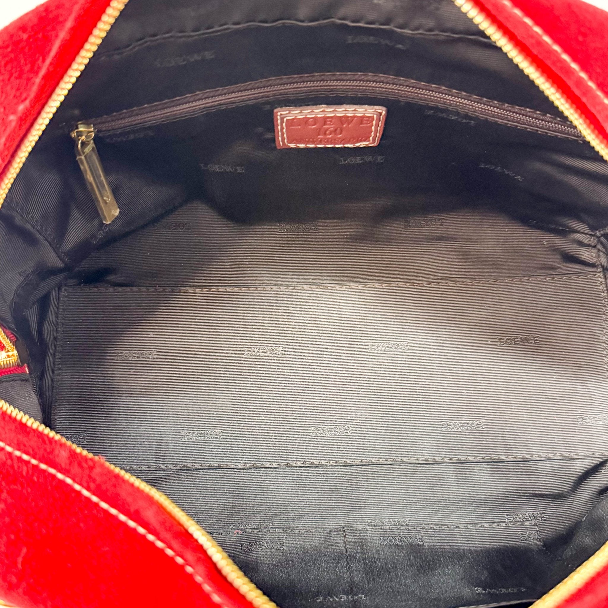 LOEWE Anagram Red Suede with Loewe Badges Handle Bag, in , Sold by HIVE PRELOVED - Handle Bags, ,