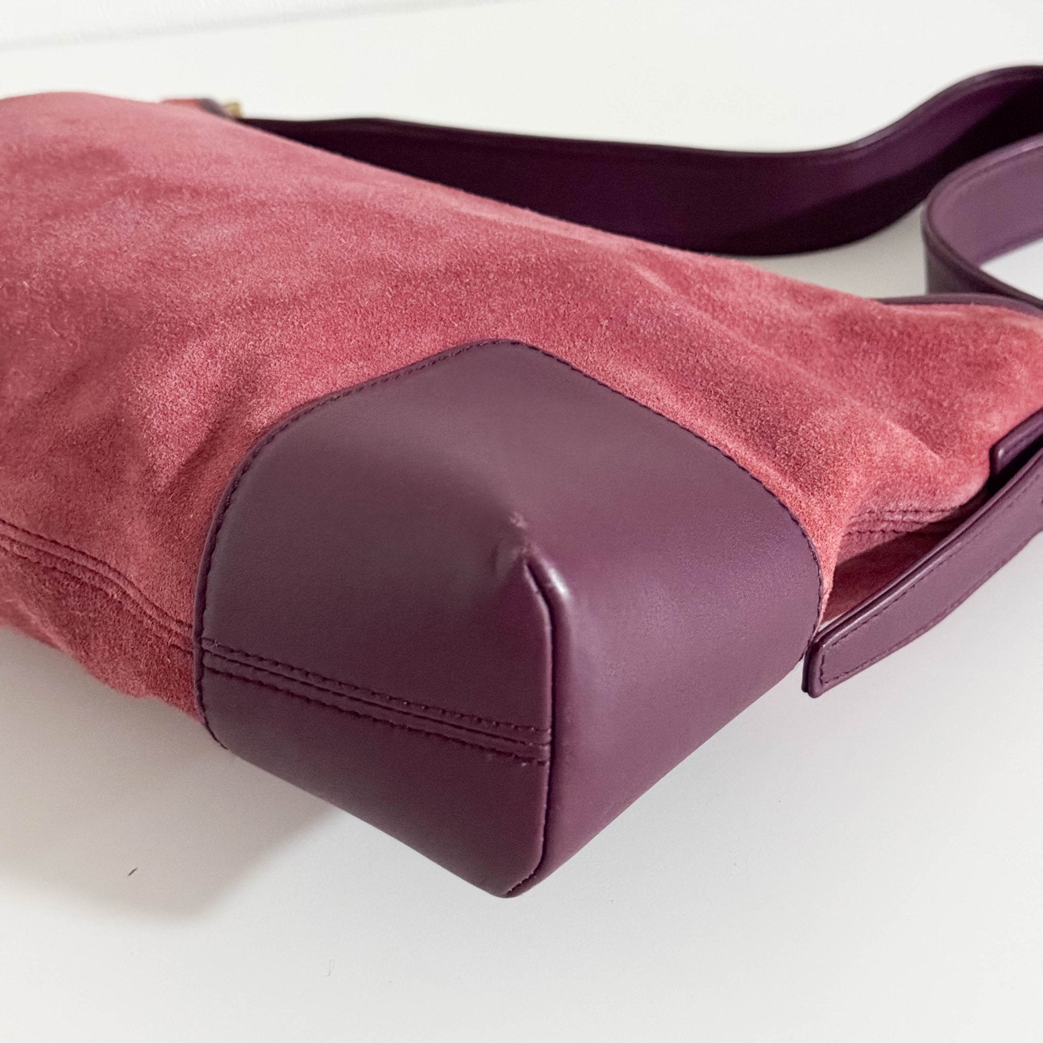 LOEWE Anagram Suede Leather Shoulder Bag Magenta, in , Sold by HIVE PRELOVED - Shoulder Bags, ,