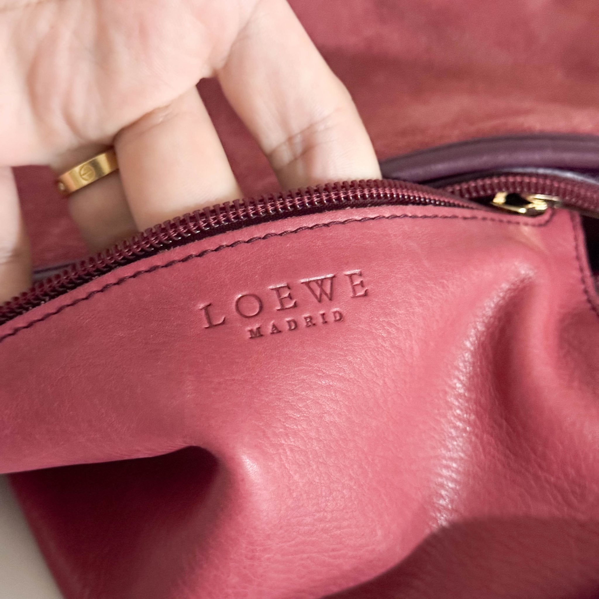 LOEWE Anagram Suede Leather Shoulder Bag Magenta, in , Sold by HIVE PRELOVED - Shoulder Bags, ,