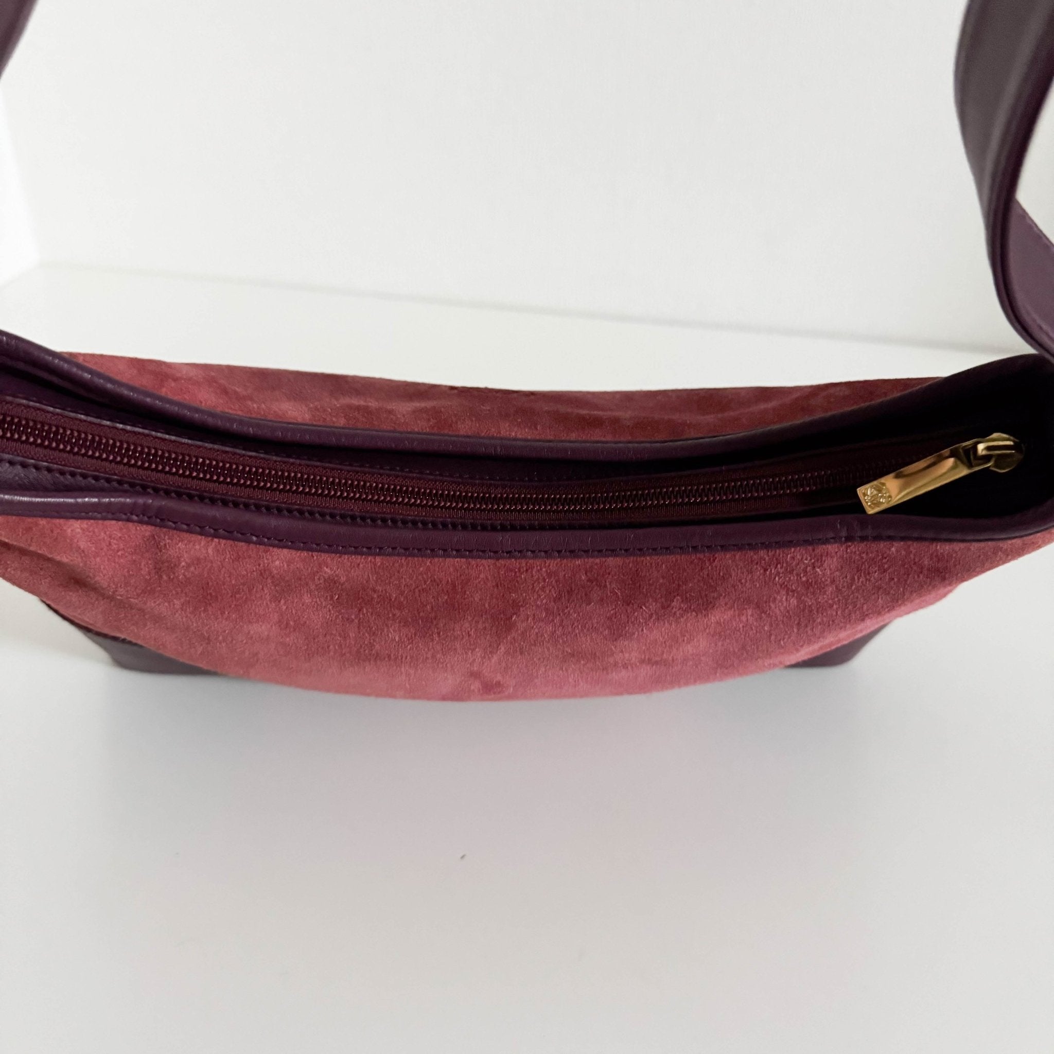 LOEWE Anagram Suede Leather Shoulder Bag Magenta, in , Sold by HIVE PRELOVED - Shoulder Bags, ,
