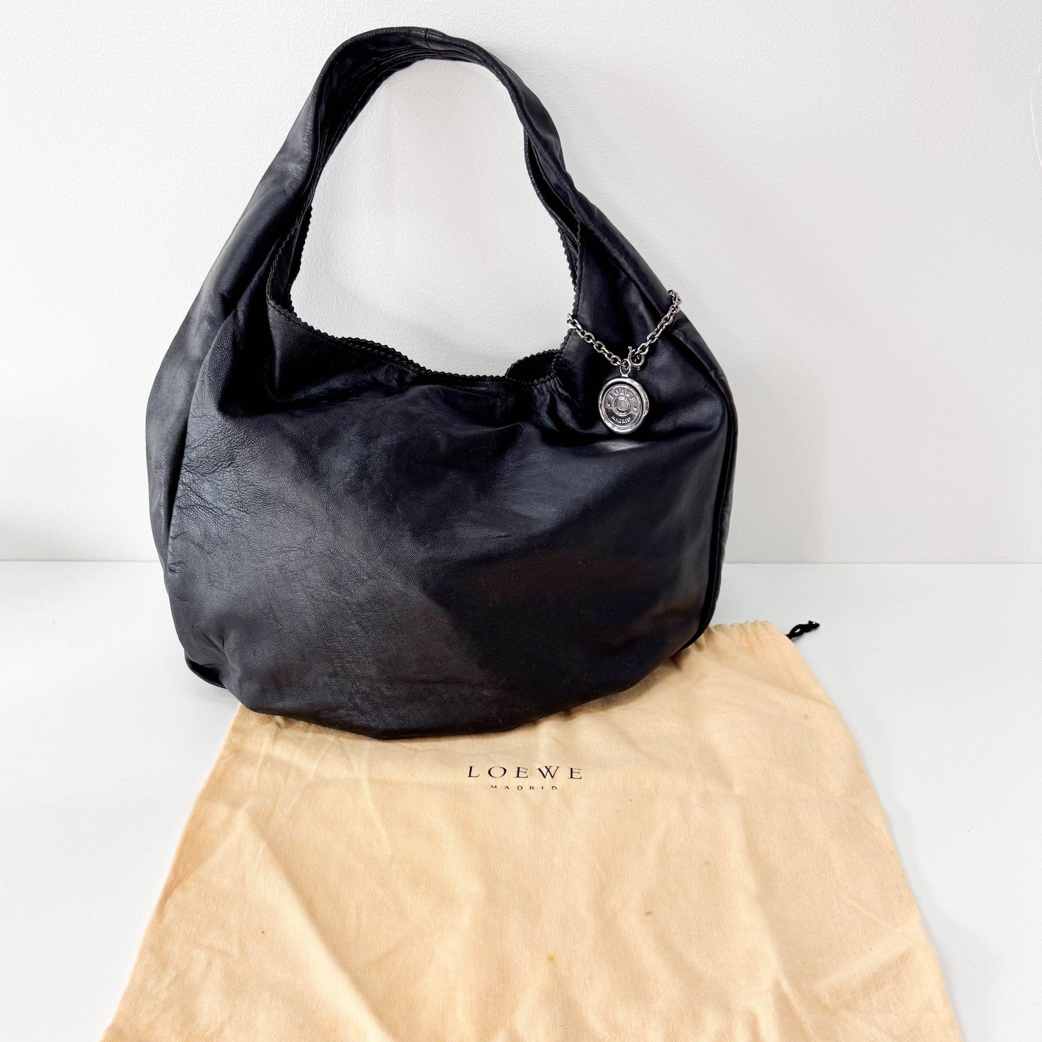 LOEWE Black Leather Hobo Shoulder Bag, in , Sold by HIVE PRELOVED - Shoulder Bags, ,