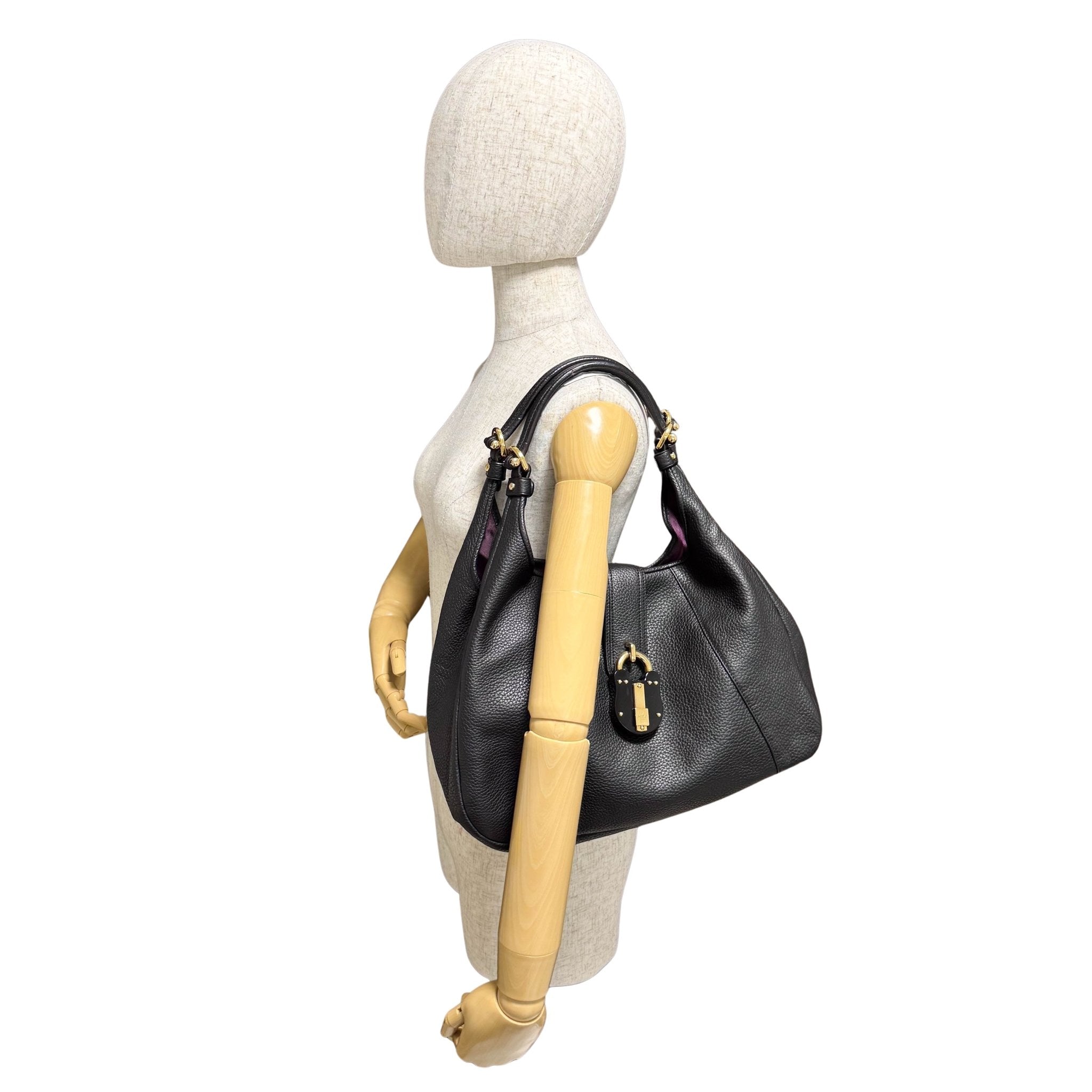 LOEWE Black Pebbled Leather Handle Bag with Padlock, in , Sold by HIVE PRELOVED - Shoulder Bags, ,