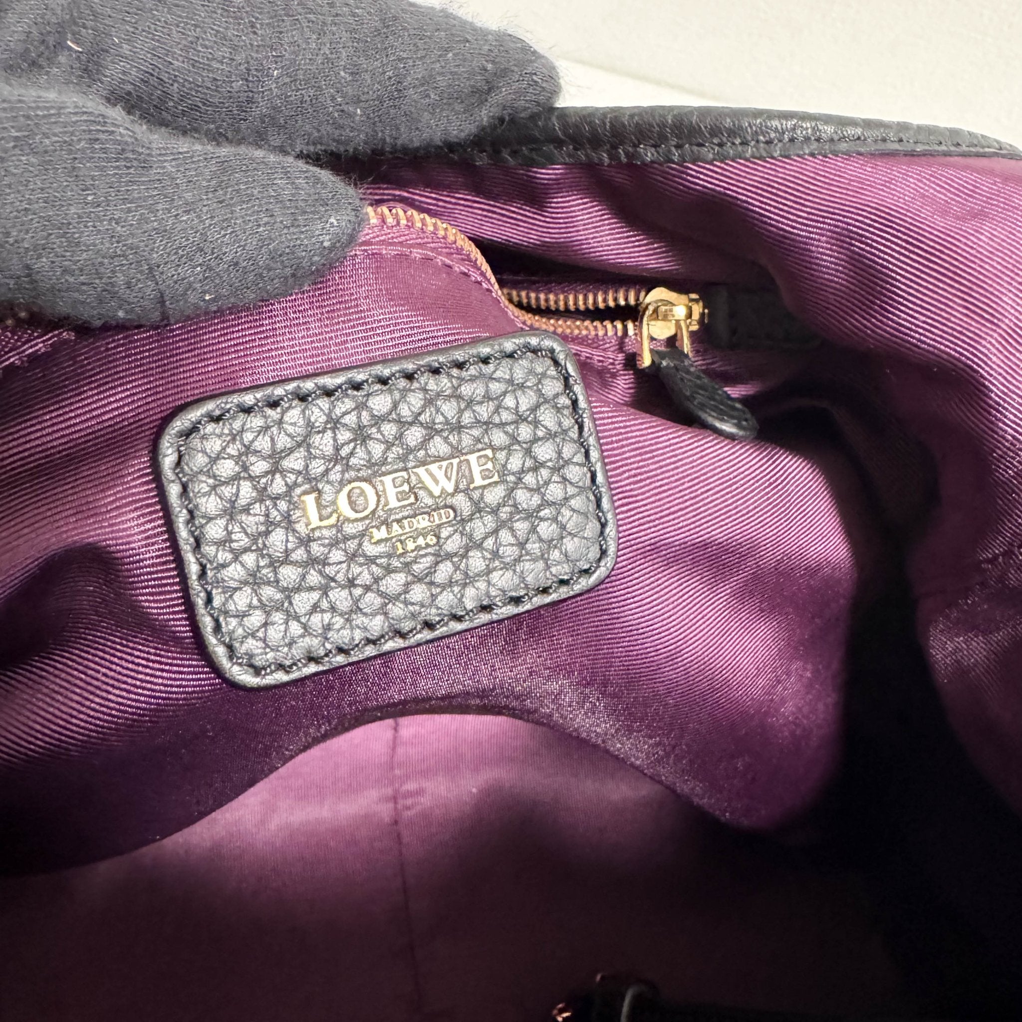 LOEWE Black Pebbled Leather Handle Bag with Padlock, in , Sold by HIVE PRELOVED - Shoulder Bags, ,