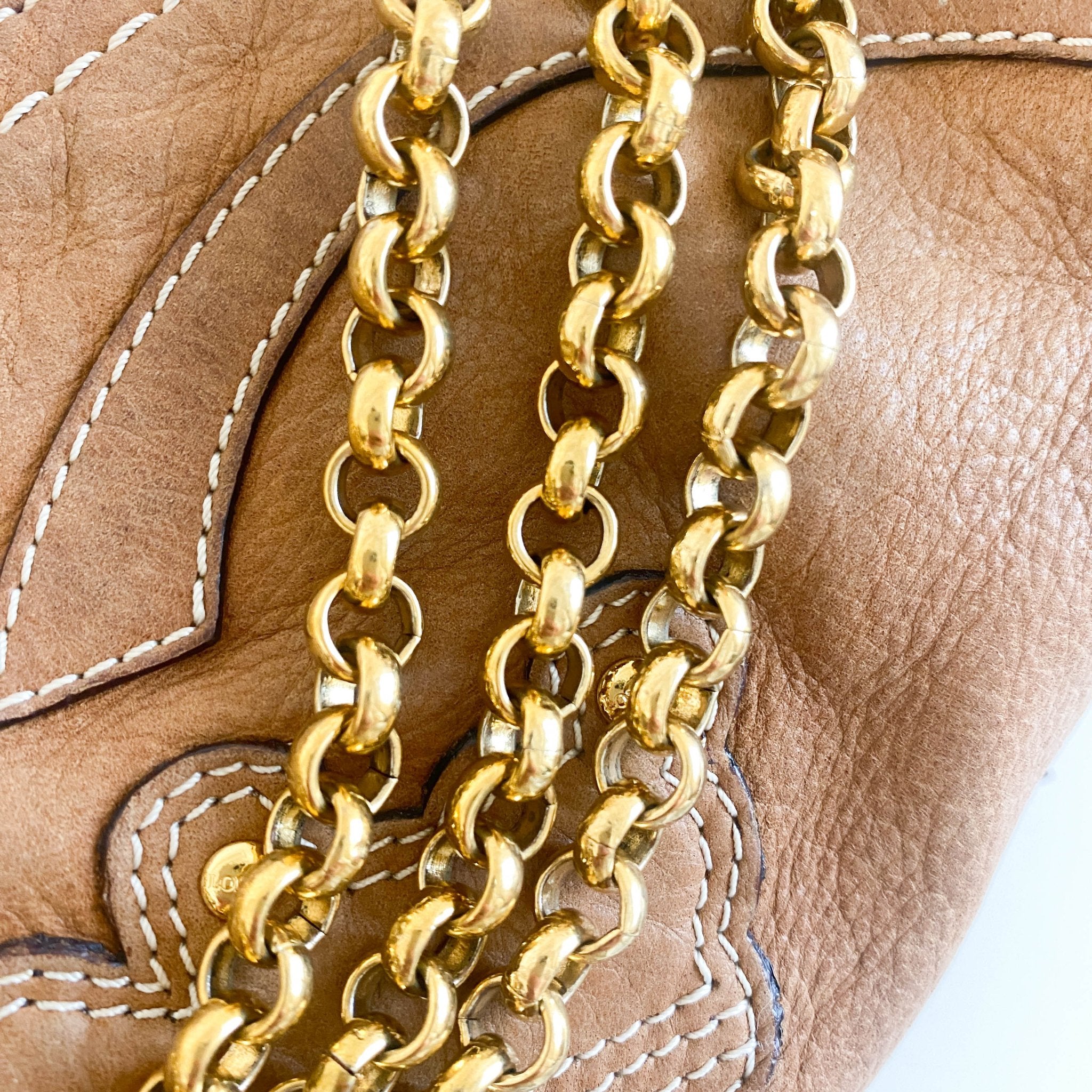 LOEWE Brown Leather Gold Chain Tote Bag, in , Sold by HIVE PRELOVED - Shoulder Bags, ,