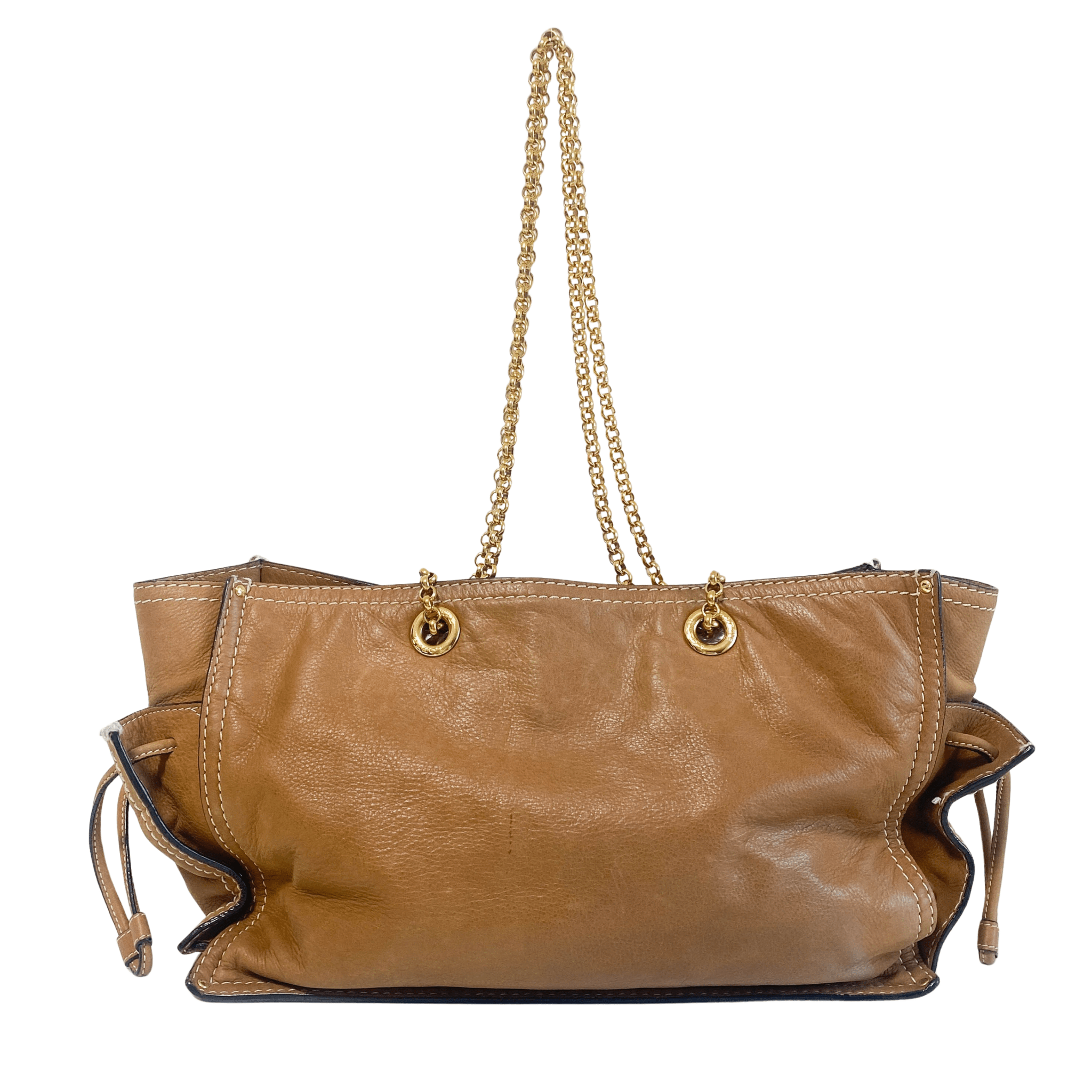 LOEWE Brown Leather Gold Chain Tote Bag, in , Sold by HIVE PRELOVED - Shoulder Bags, ,