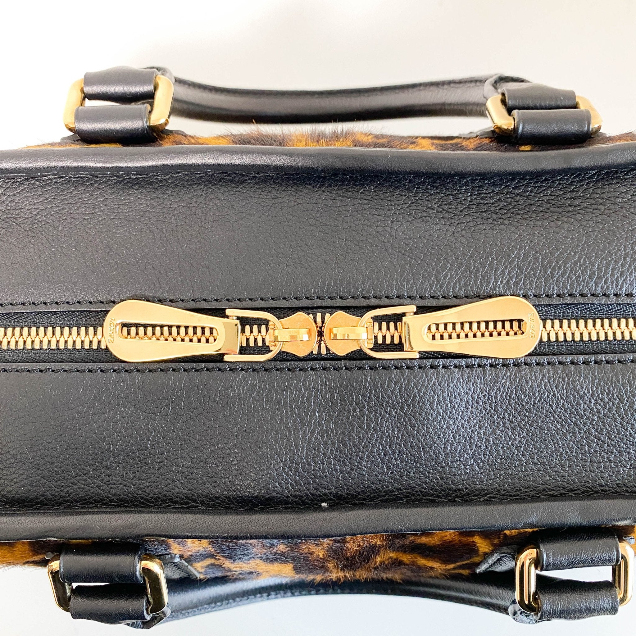 LOEWE Calfskin Pony Hair Leopard Print Amazona 28 Black, in , Sold by HIVE PRELOVED - Handle Bags, ,
