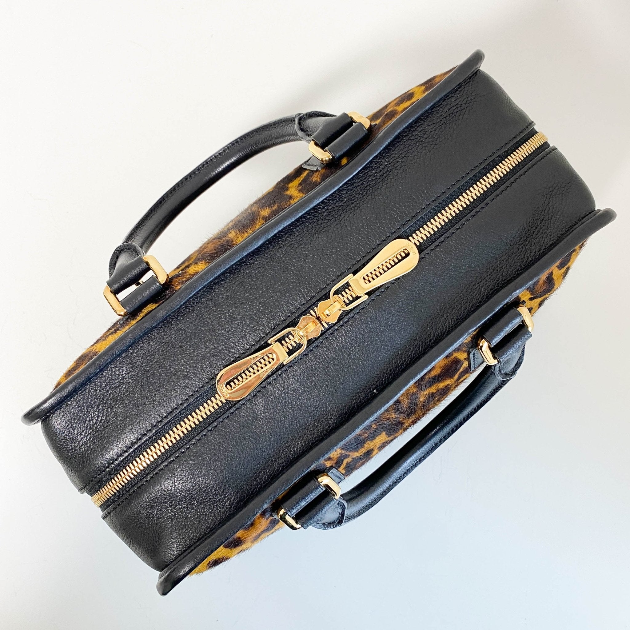 LOEWE Calfskin Pony Hair Leopard Print Amazona 28 Black, in , Sold by HIVE PRELOVED - Handle Bags, ,