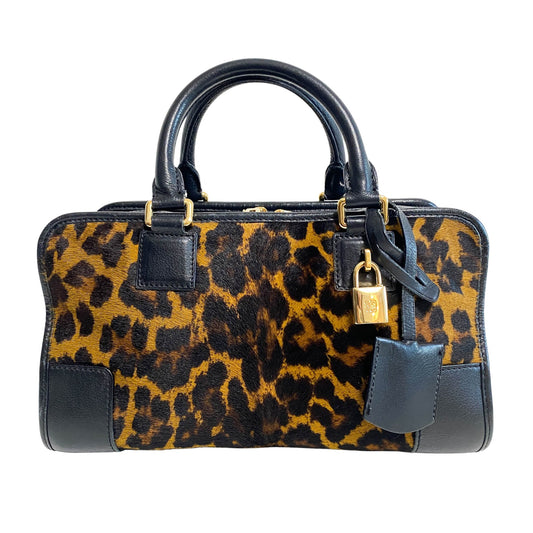 LOEWE Calfskin Pony Hair Leopard Print Amazona 28 Black, in , Sold by HIVE PRELOVED - Handle Bags, ,