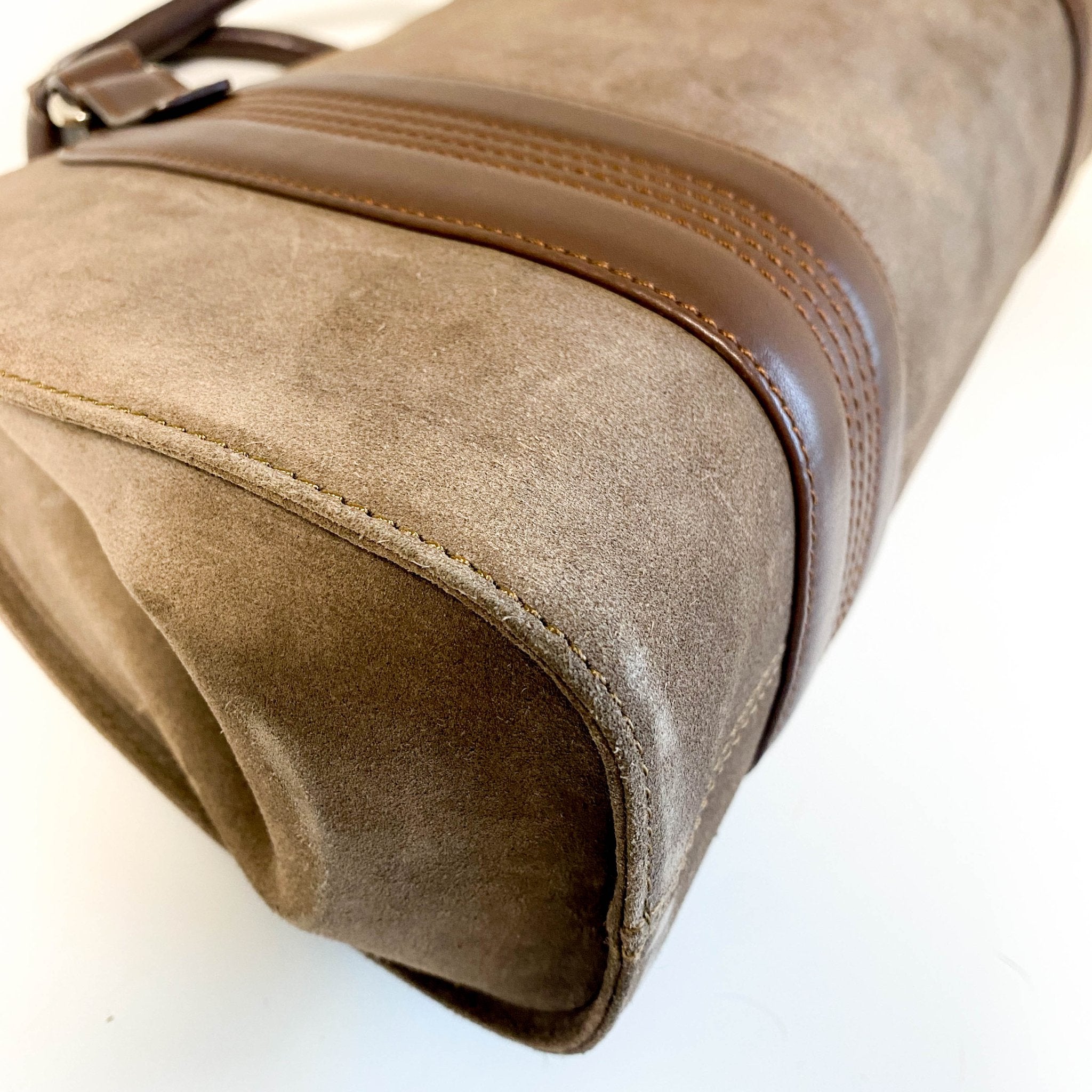 LOEWE Camoscio Brown Suede Anagram Handbag, in , Sold by HIVE PRELOVED - Handle Bags, ,