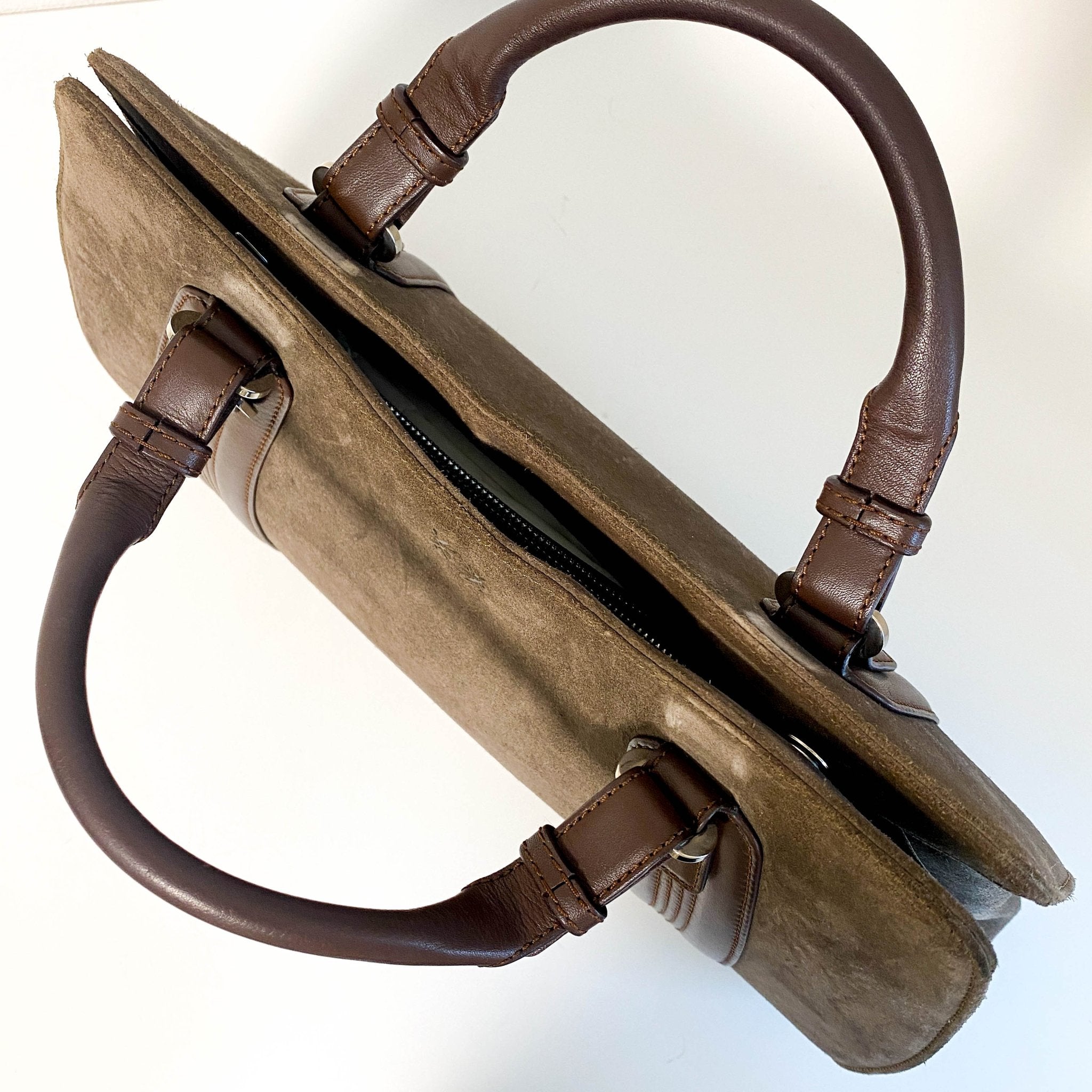 LOEWE Camoscio Brown Suede Anagram Handbag, in , Sold by HIVE PRELOVED - Handle Bags, ,