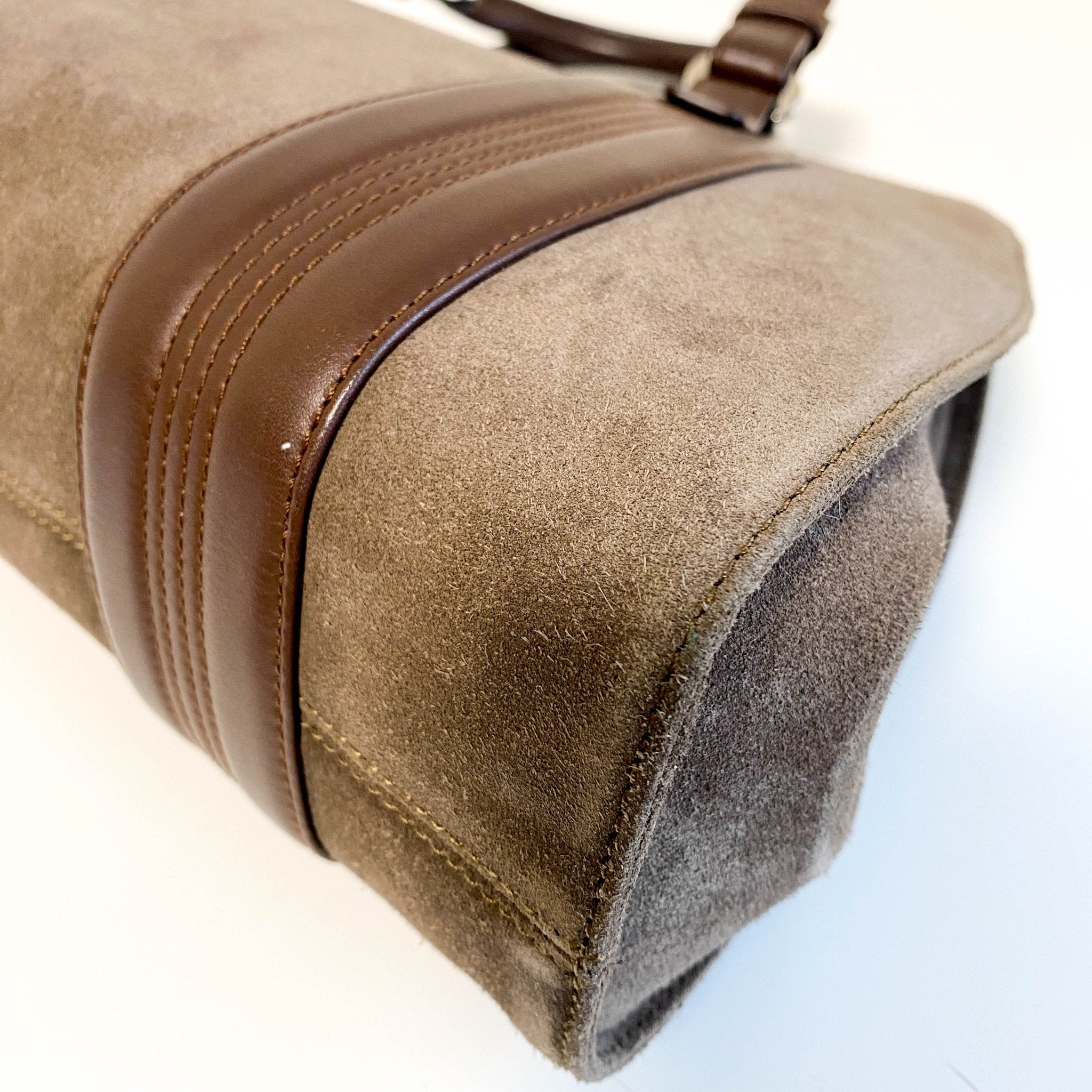 LOEWE Camoscio Brown Suede Anagram Handbag, in , Sold by HIVE PRELOVED - Handle Bags, ,