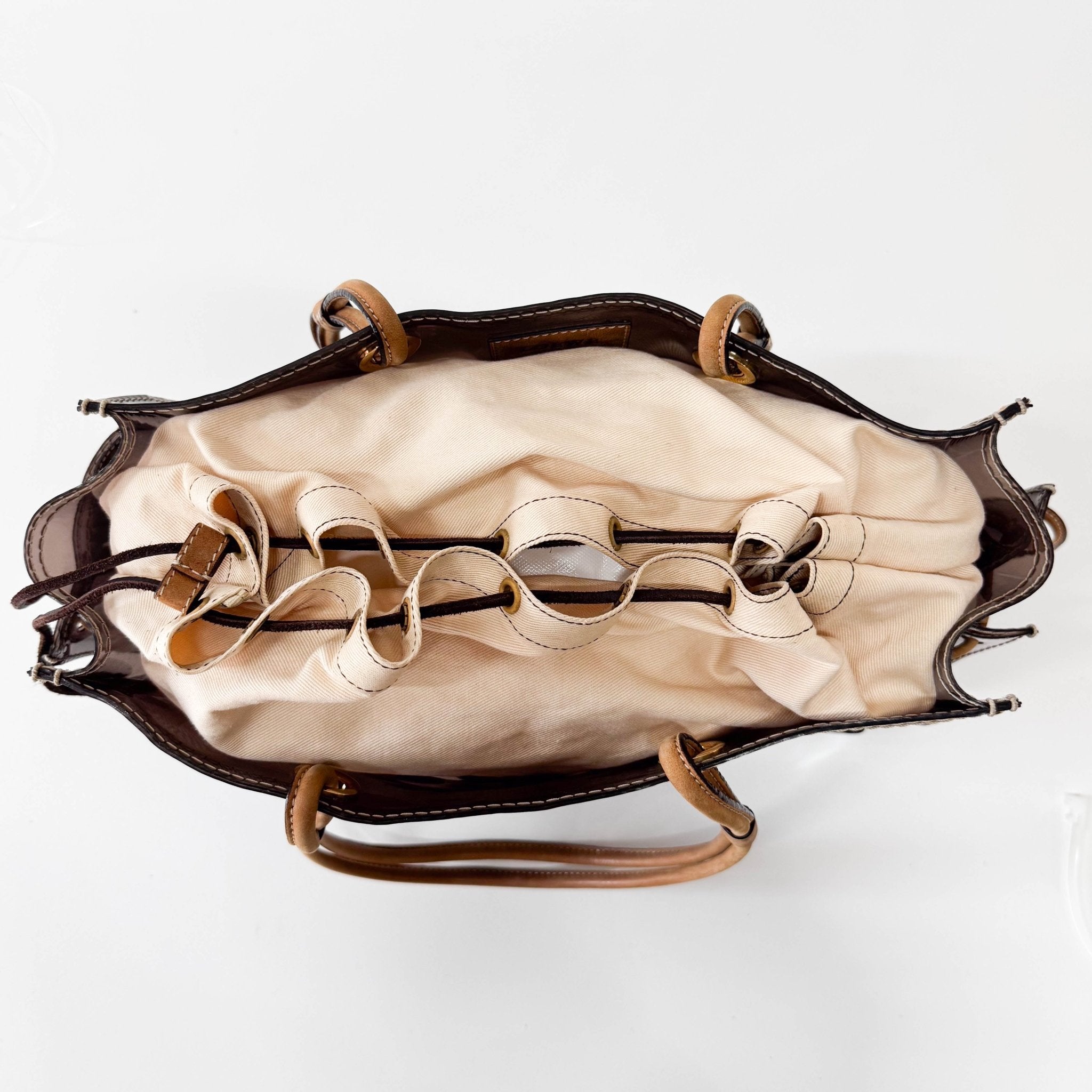 LOEWE Coffee Brown Vinyl Tote Shoulder Bag, in , Sold by HIVE PRELOVED - Shoulder Bags, Totes,