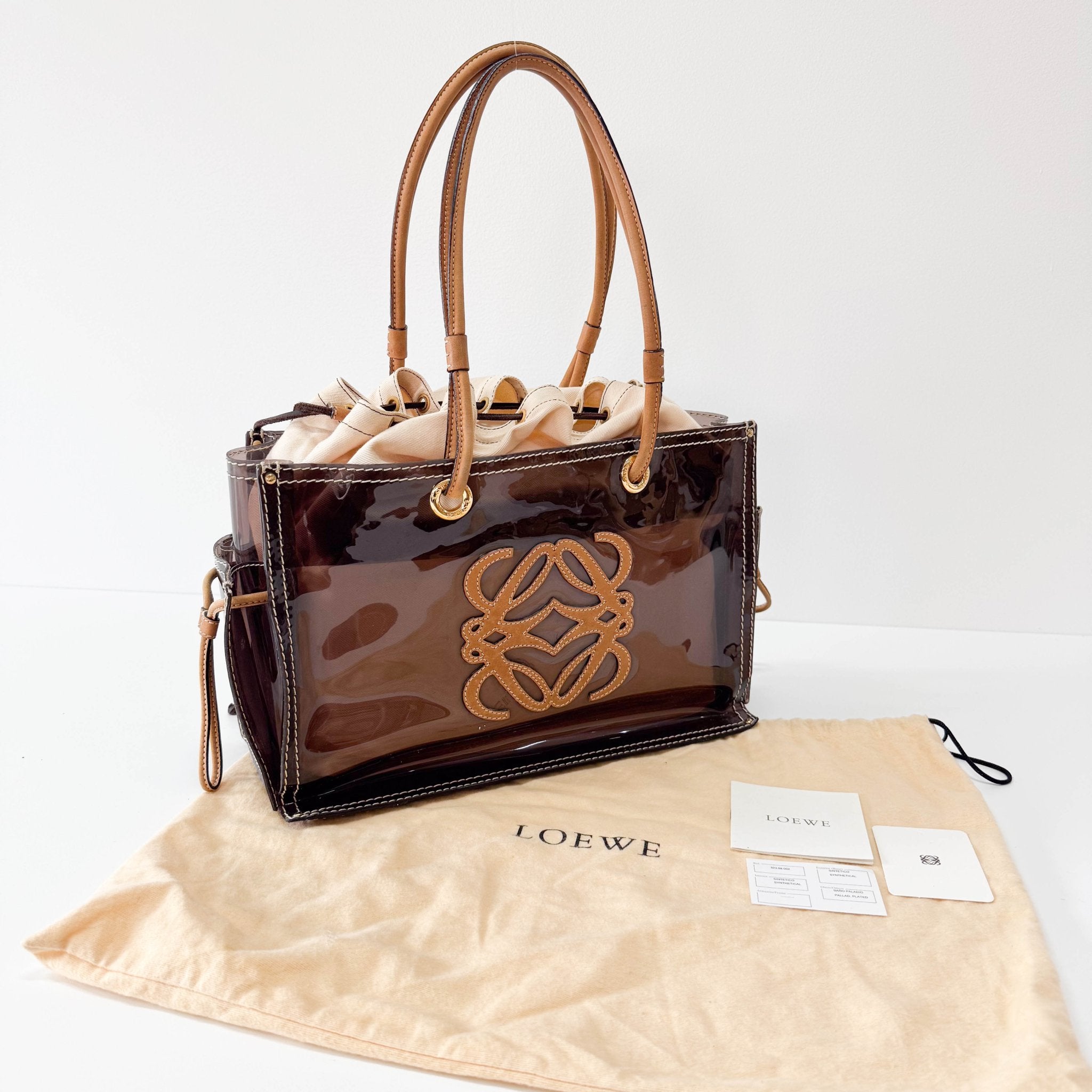 LOEWE Coffee Brown Vinyl Tote Shoulder Bag, in , Sold by HIVE PRELOVED - Shoulder Bags, Totes,