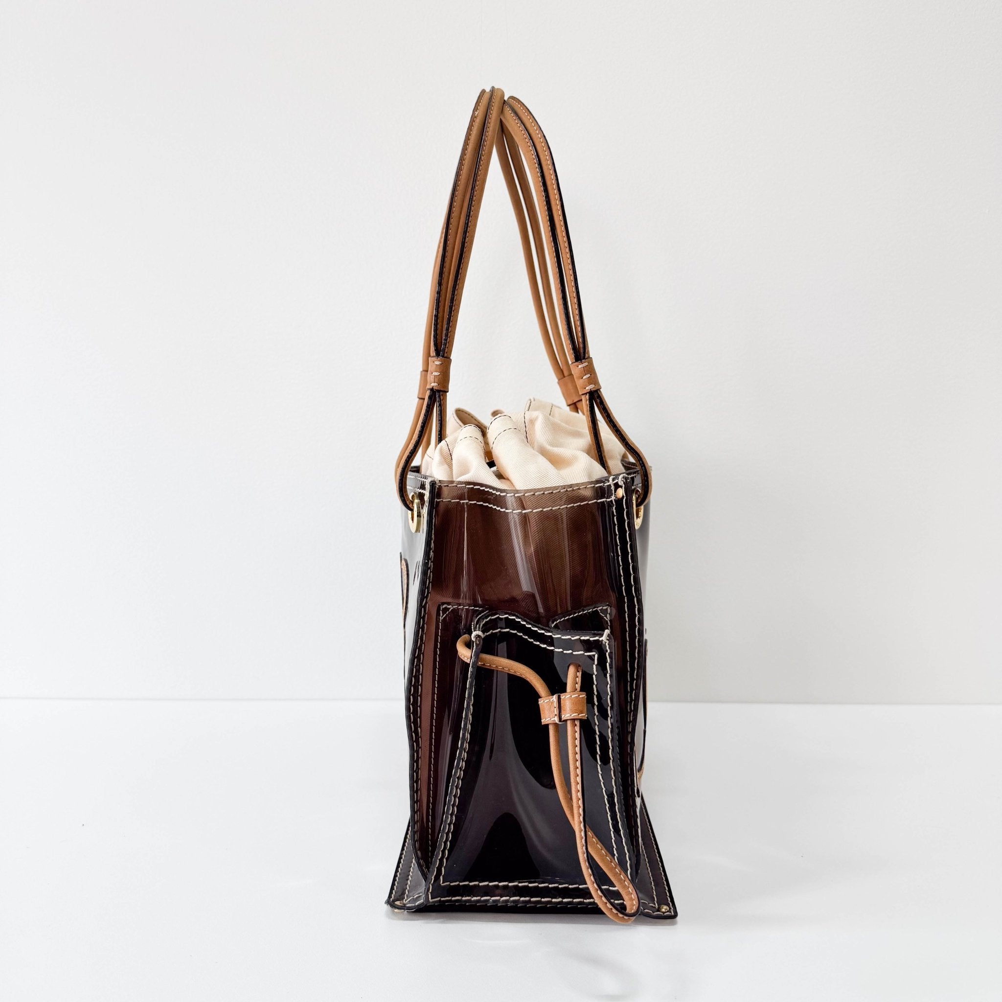 LOEWE Coffee Brown Vinyl Tote Shoulder Bag, in , Sold by HIVE PRELOVED - Shoulder Bags, Totes,