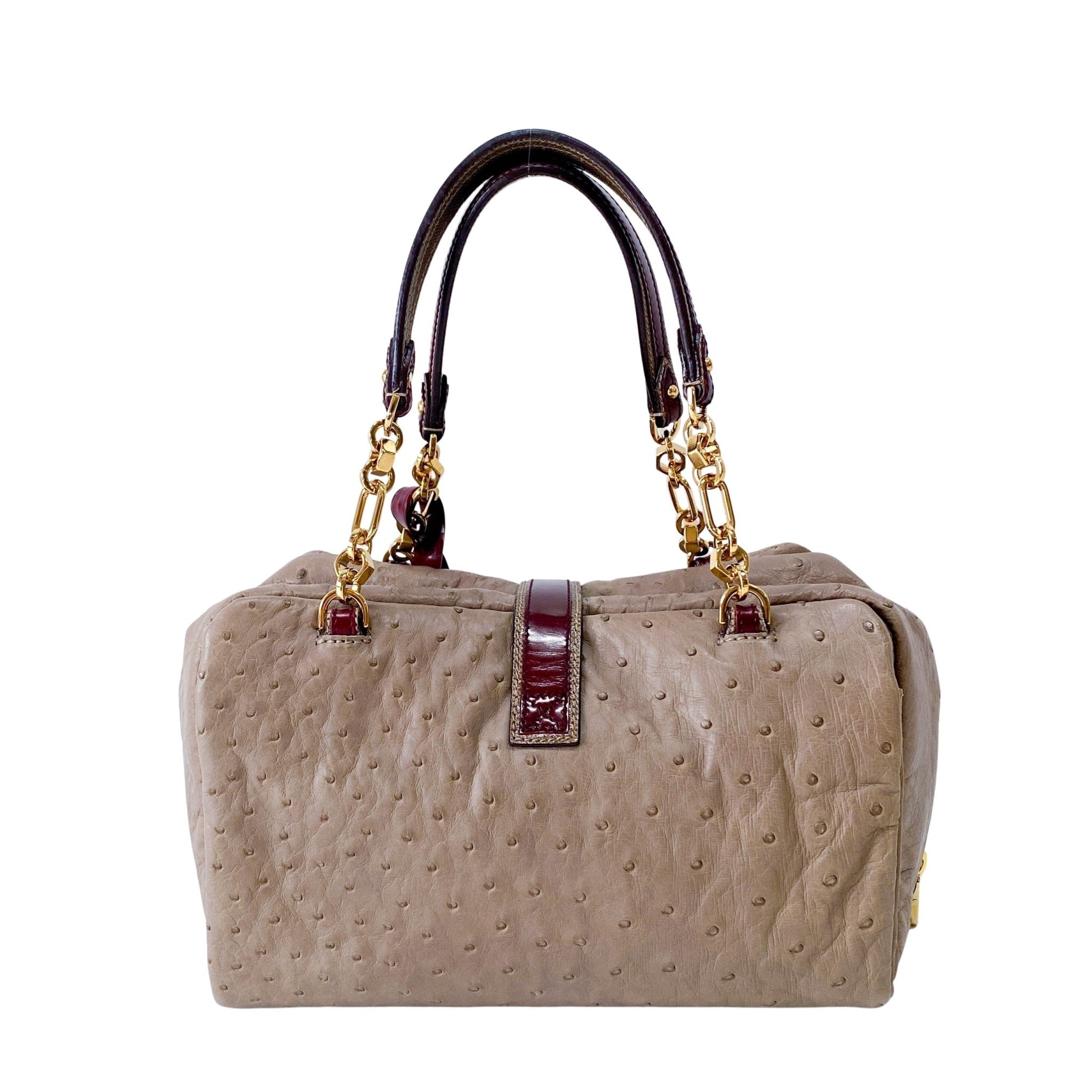 LOEWE Grey Leather with Gold and Wine Details Handle Bag, in , Sold by HIVE PRELOVED - Handle Bags, ,