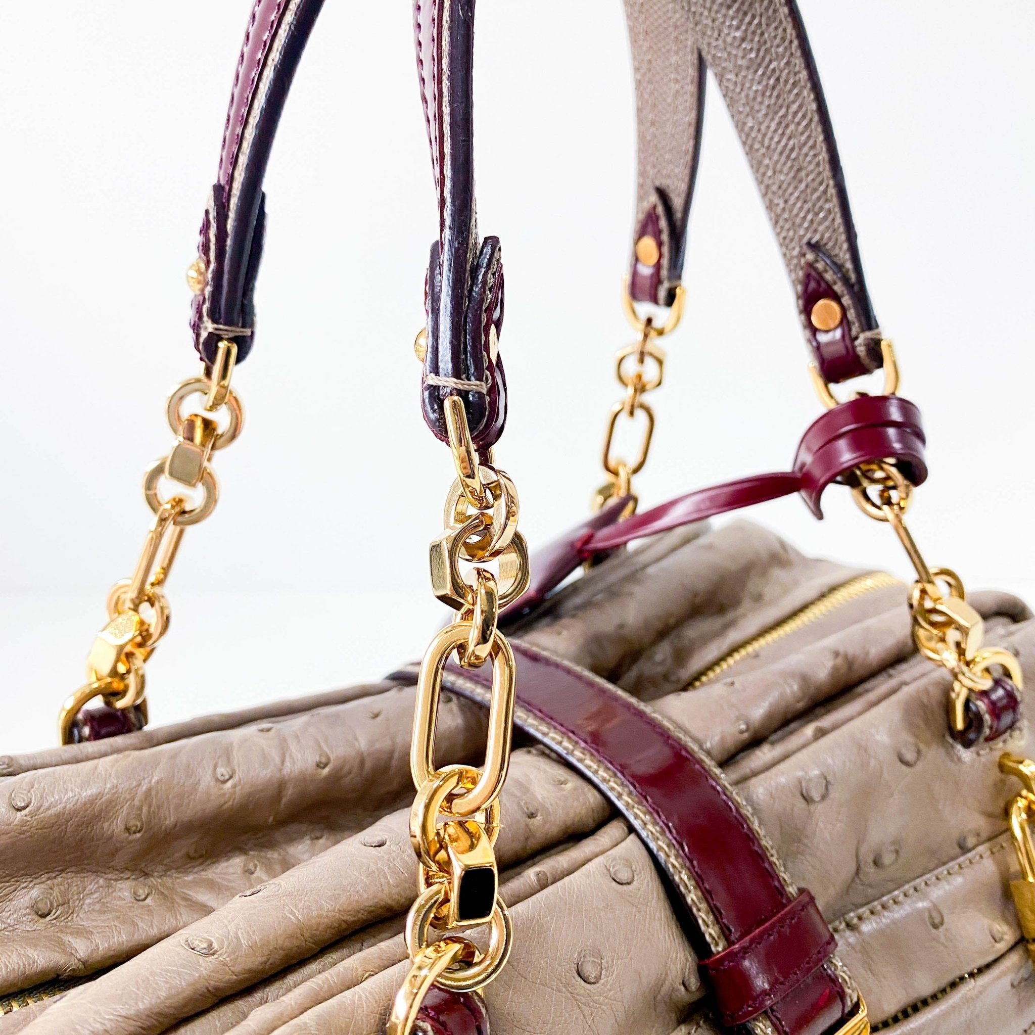 LOEWE Grey Leather with Gold and Wine Details Handle Bag, in , Sold by HIVE PRELOVED - Handle Bags, ,